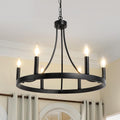Round Farmhouse Glass Chandelier — 36" — 6 Lights