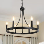 Round Farmhouse Glass Chandelier — 36" — 6 Lights
