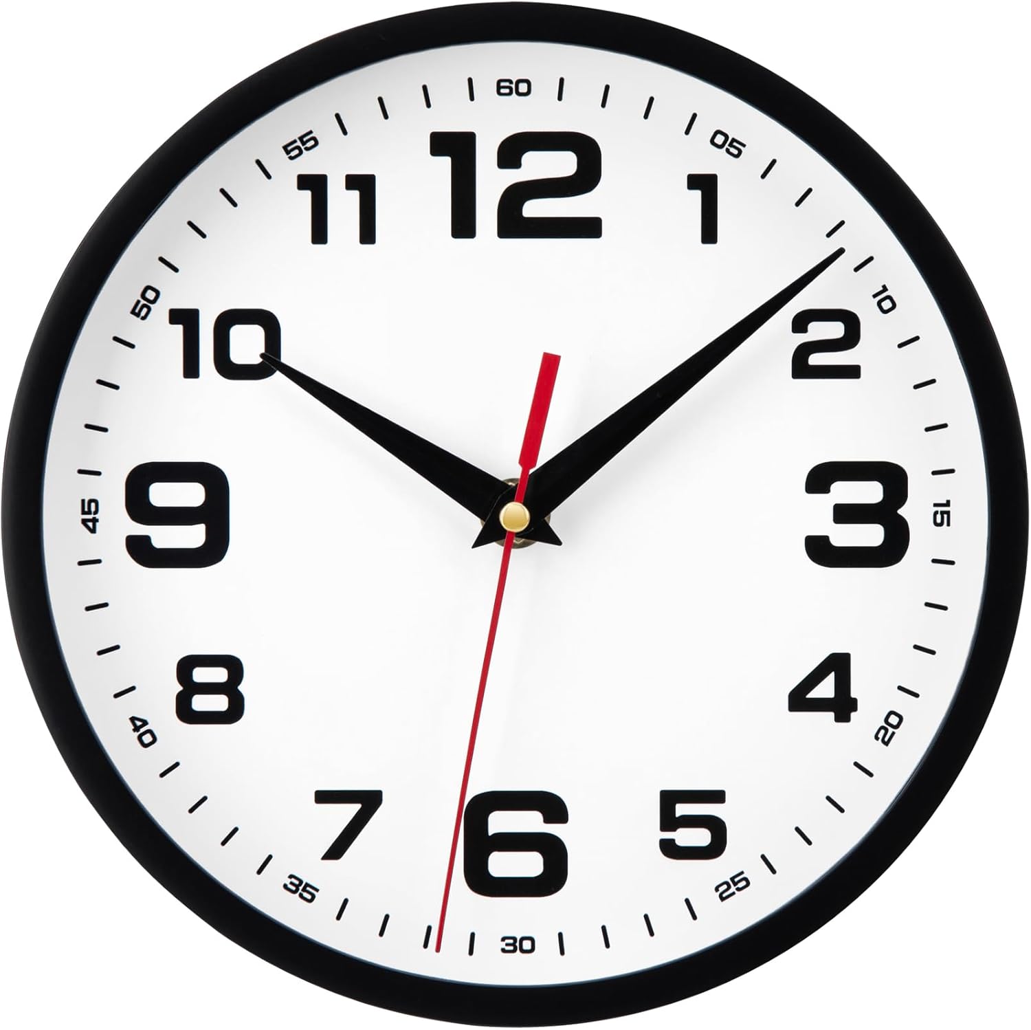 Battery Operated Modern Black Wall Clock — 8" — Black