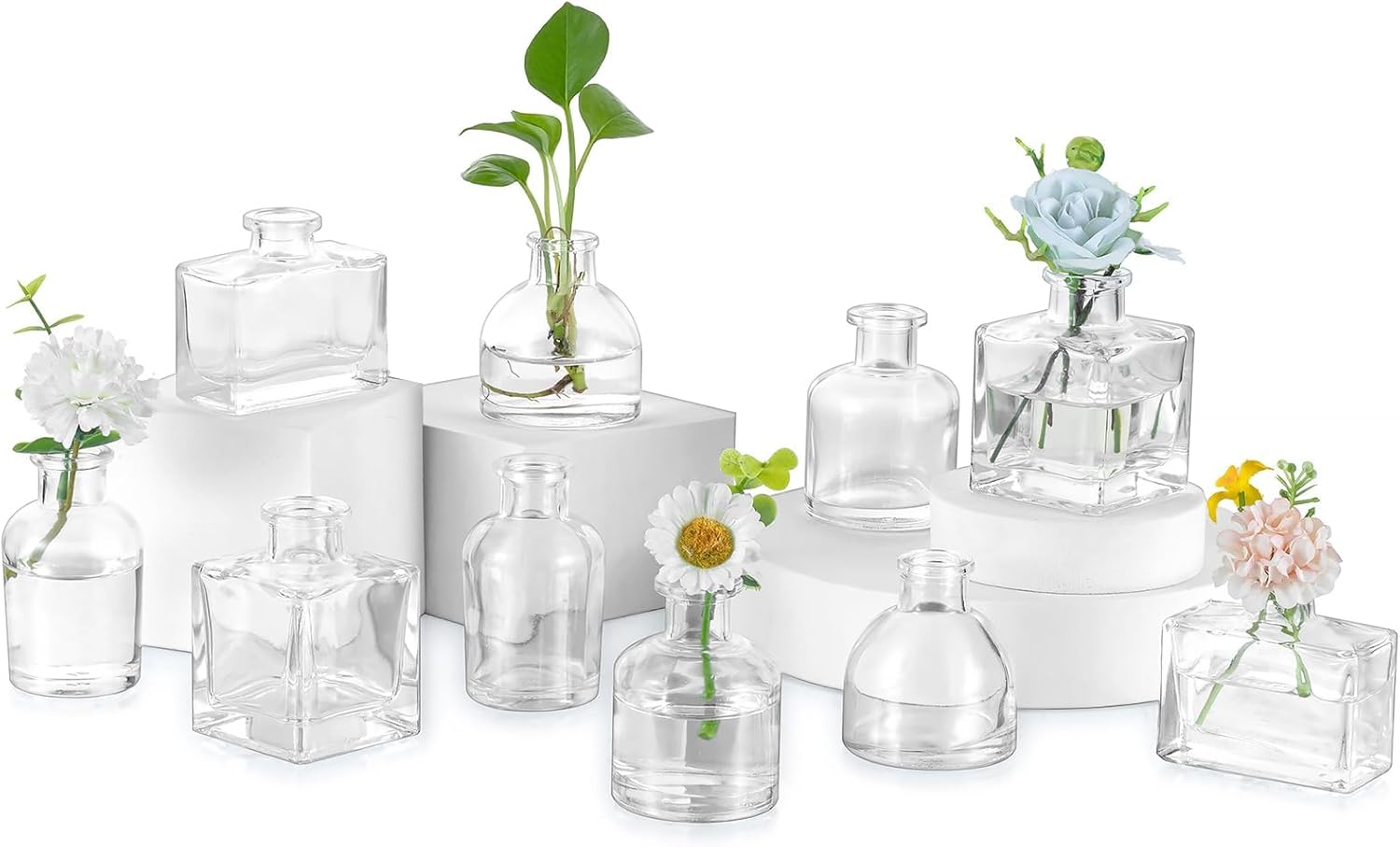 Gold Flower Vase — Set of 10 — Clear