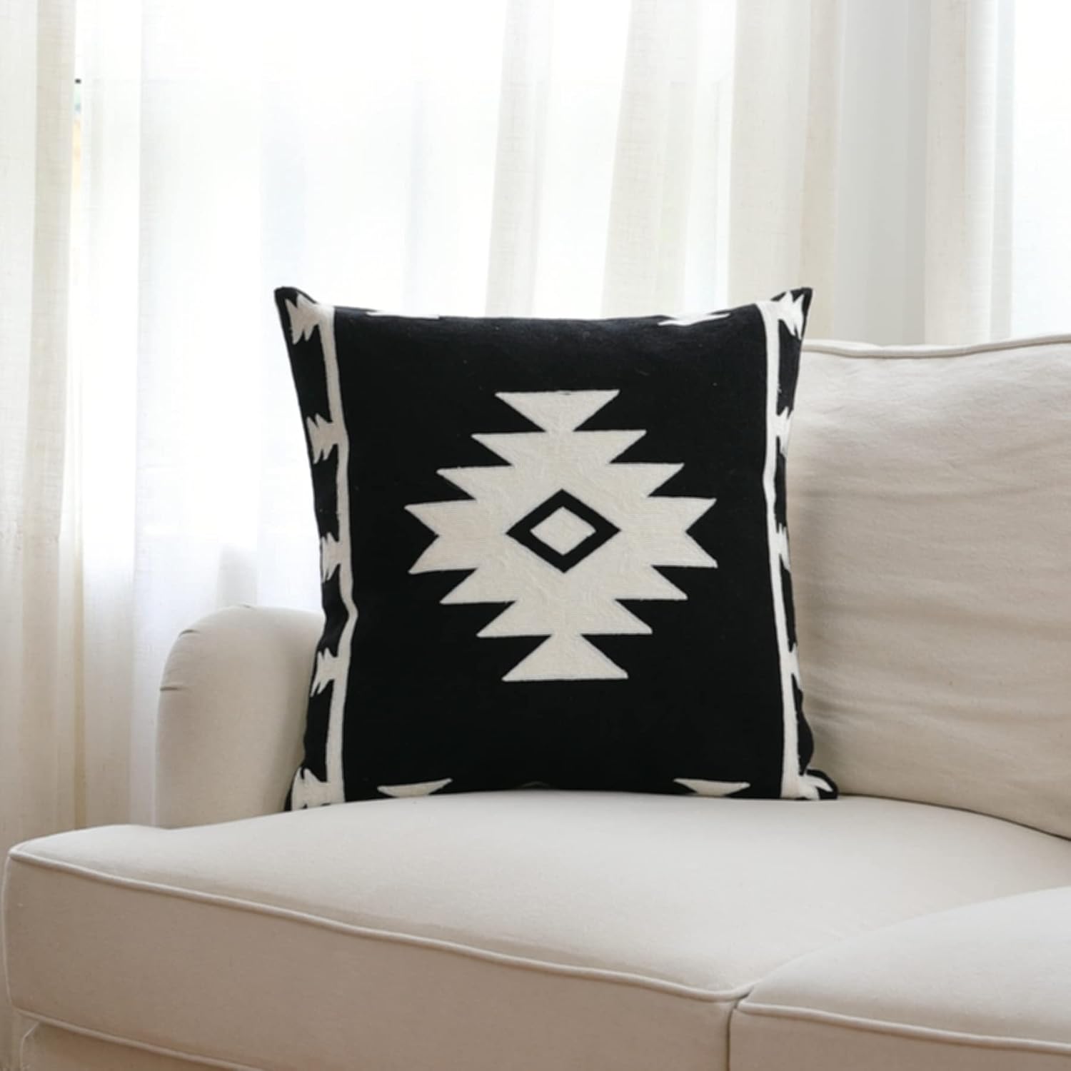 Boho Fabric Throw Pillow Cover — 18" — Pattern C