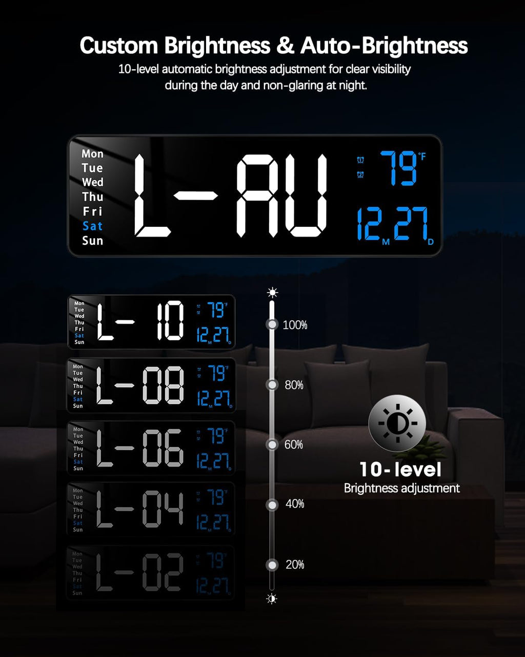 Modern Blue Wall Clock — 16" - View 5