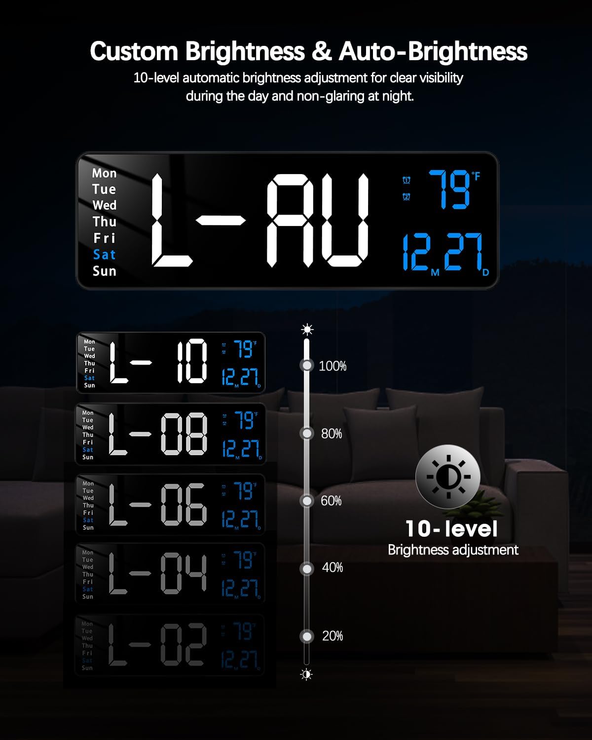 Modern Blue Wall Clock — 16" - View 5