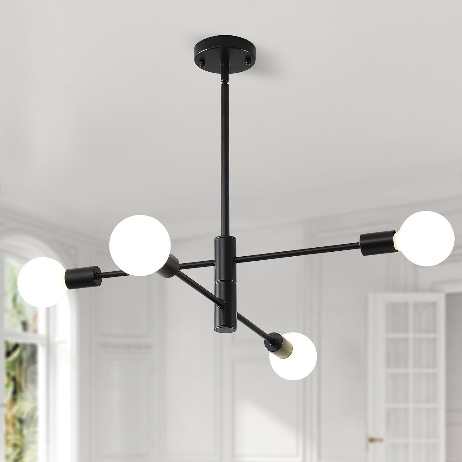 Adjustable Farmhouse Black Chandelier — 6-Light — Black