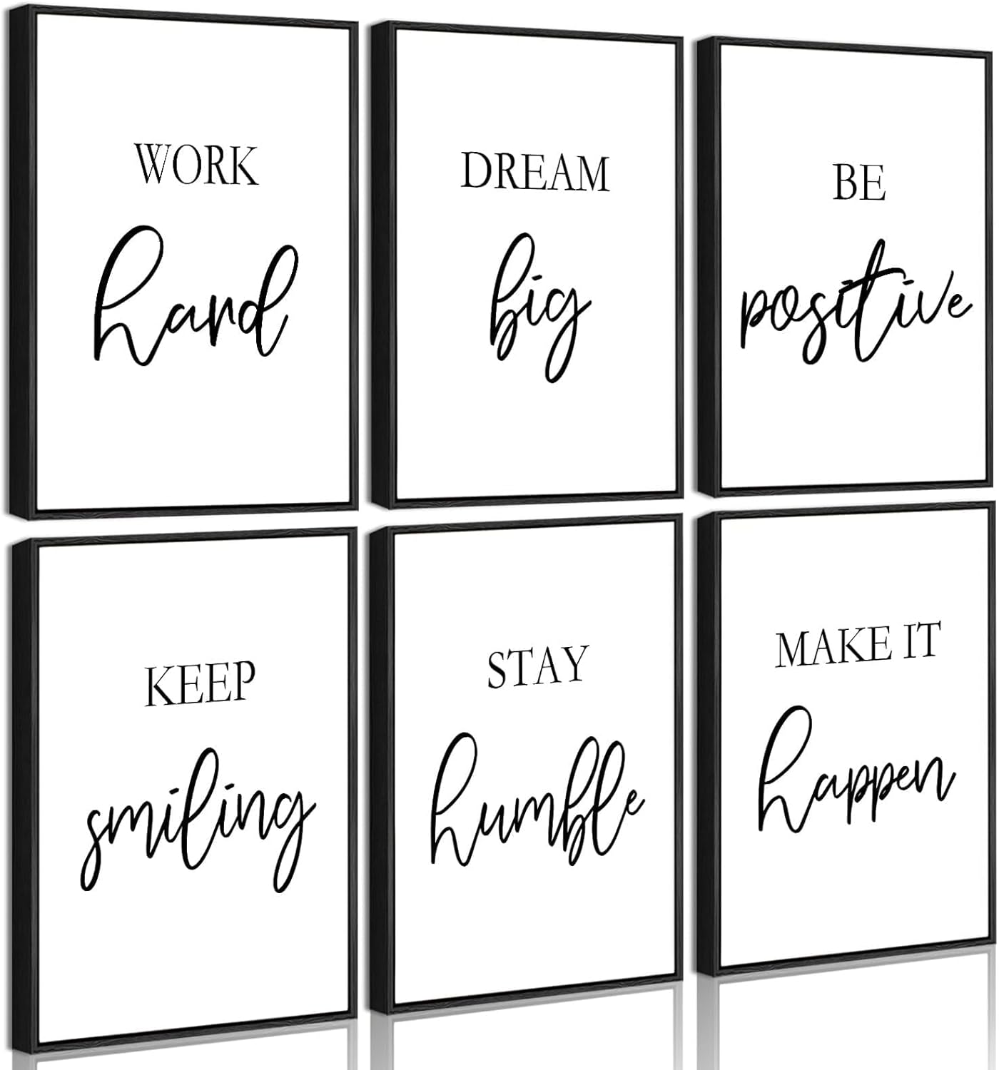 Framed White Wall Decor — 8" — Inspiring Quotes White