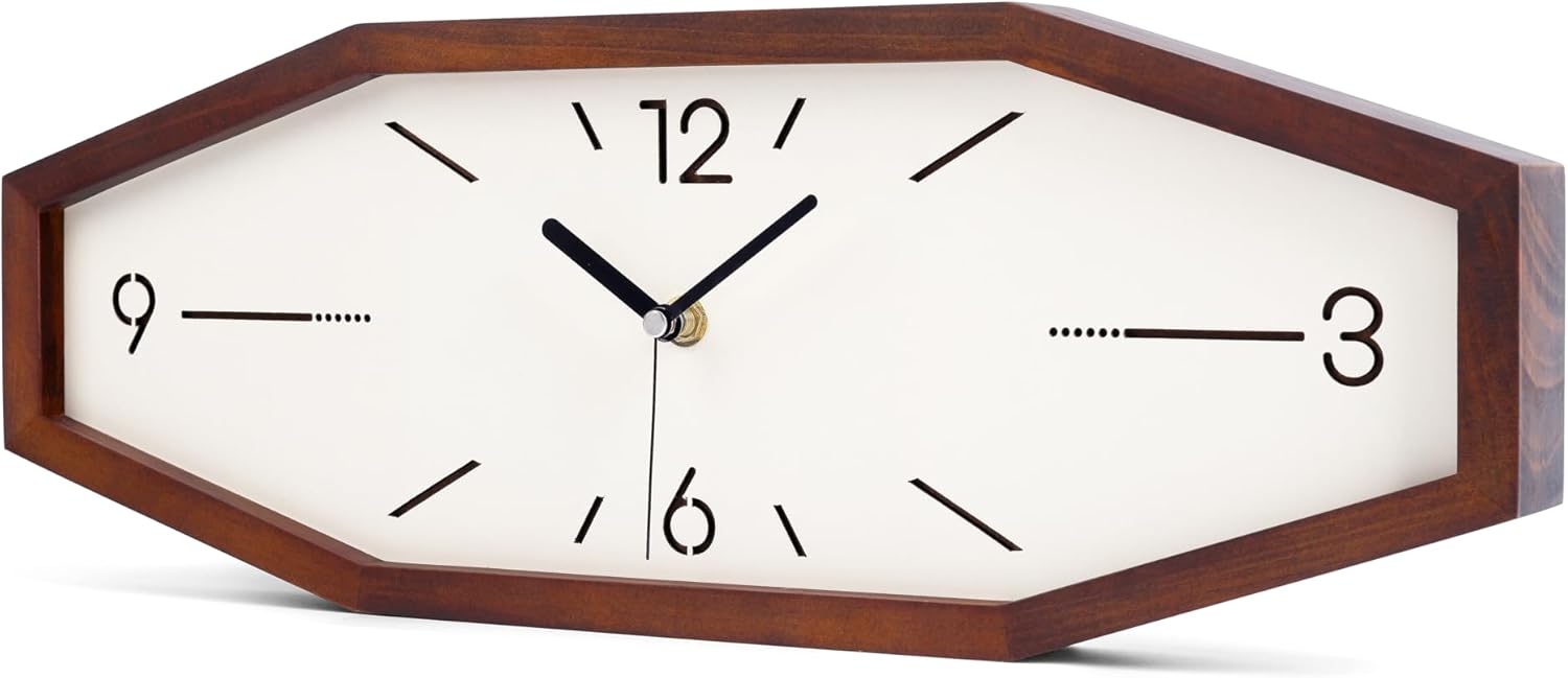 Battery Operated Mid-Century Brown Wall Clock — 18" — Brown
