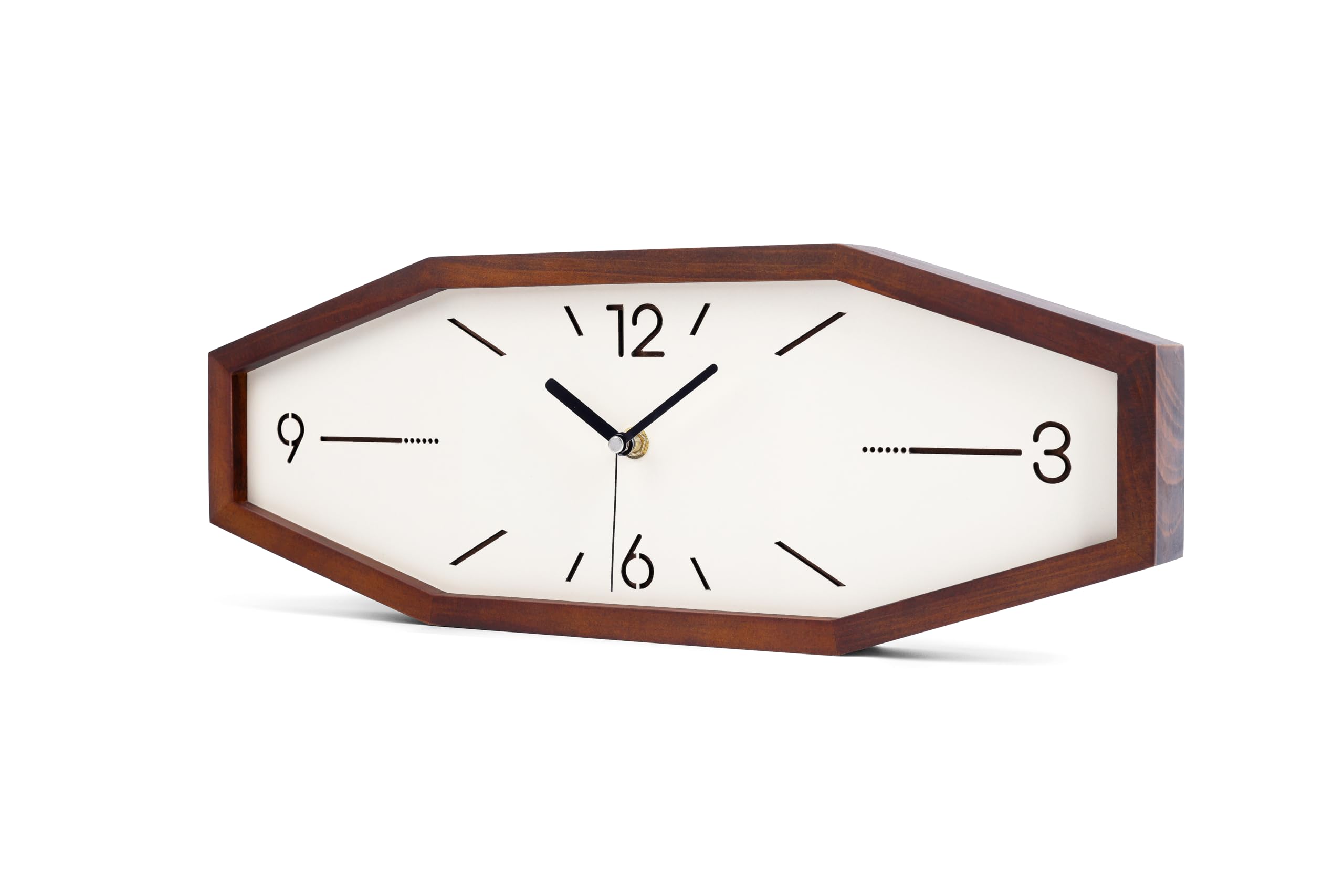 Battery Operated Mid-Century Brown Wall Clock — 18"