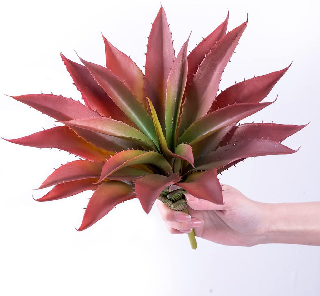 Green Faux Succulent — 5" — Unpotted Large Succulent - Red