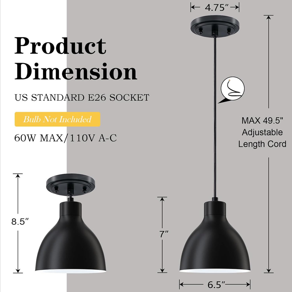 Black Pendant Light - View 3