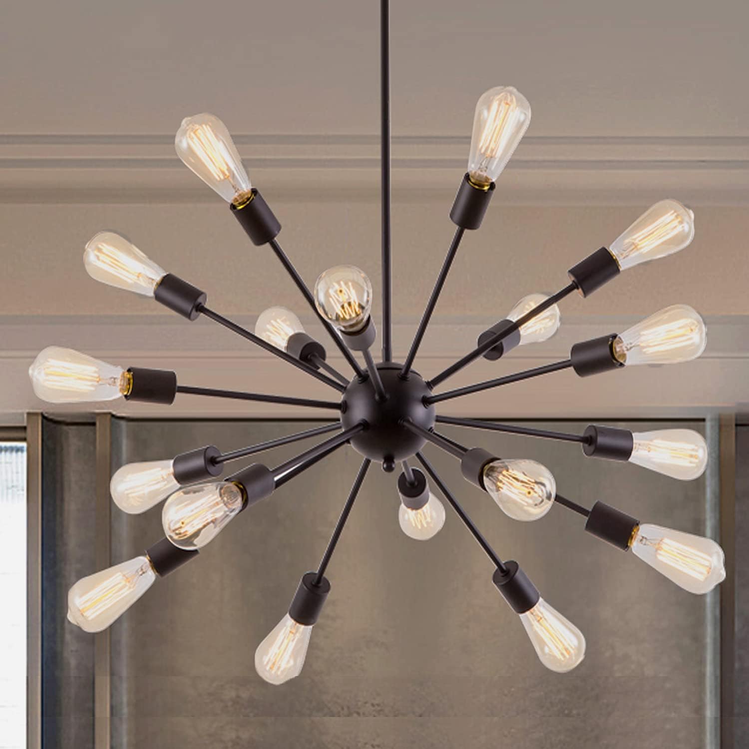 Vintage Farmhouse Black Chandelier — 12-Light — Black