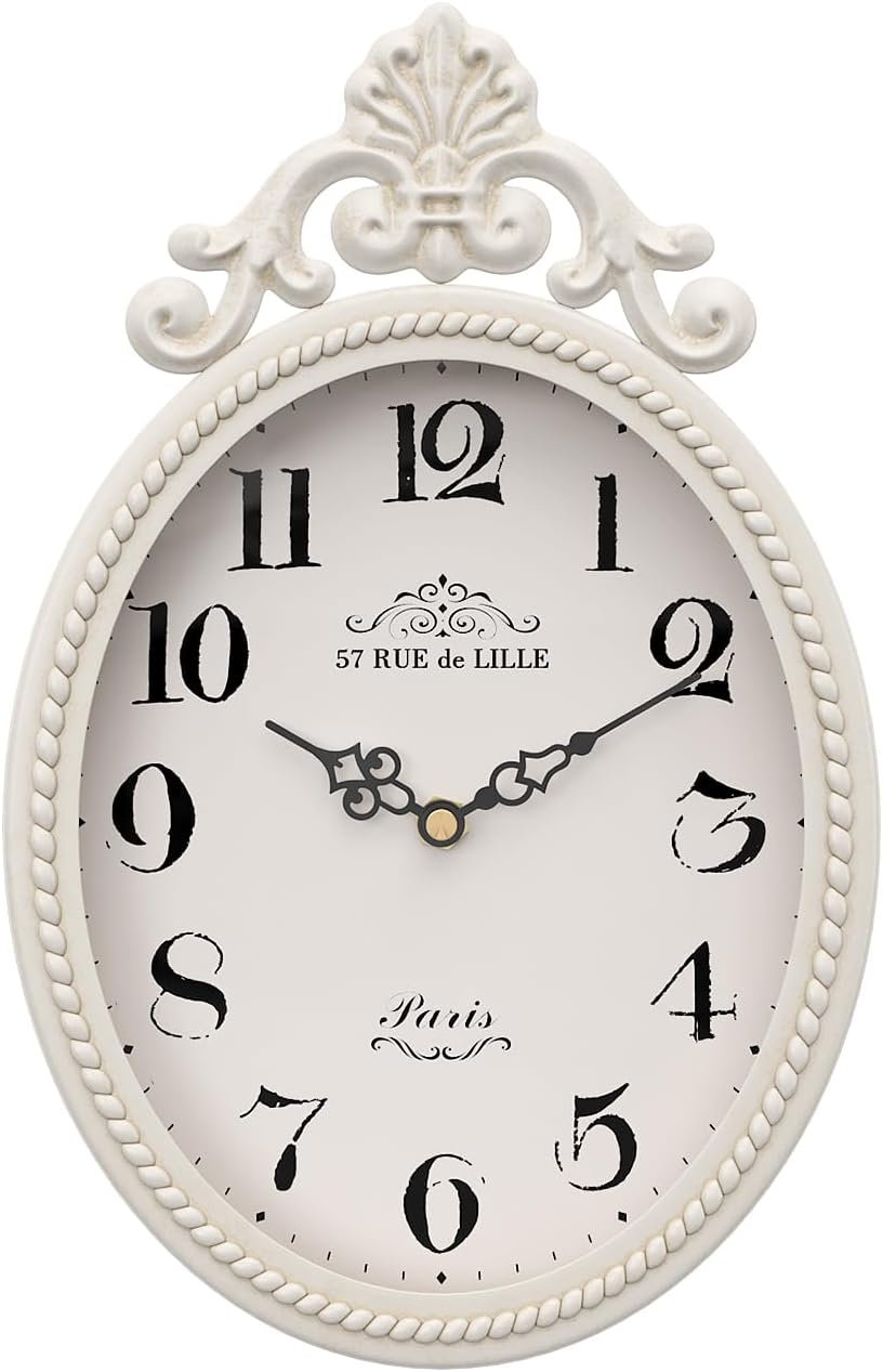 Battery Operated Boho Gold Wall Clock — 10.4" — Ivory White