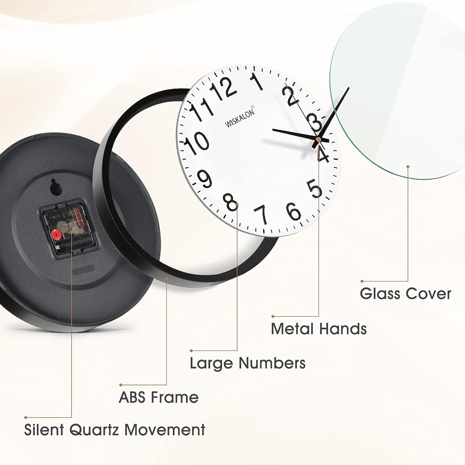 Battery Operated Black Wall Clock — 10" - View 2