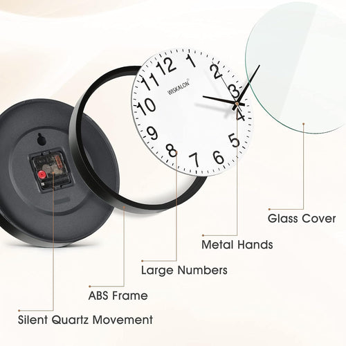 Battery Operated Black Wall Clock — 10" - View 2