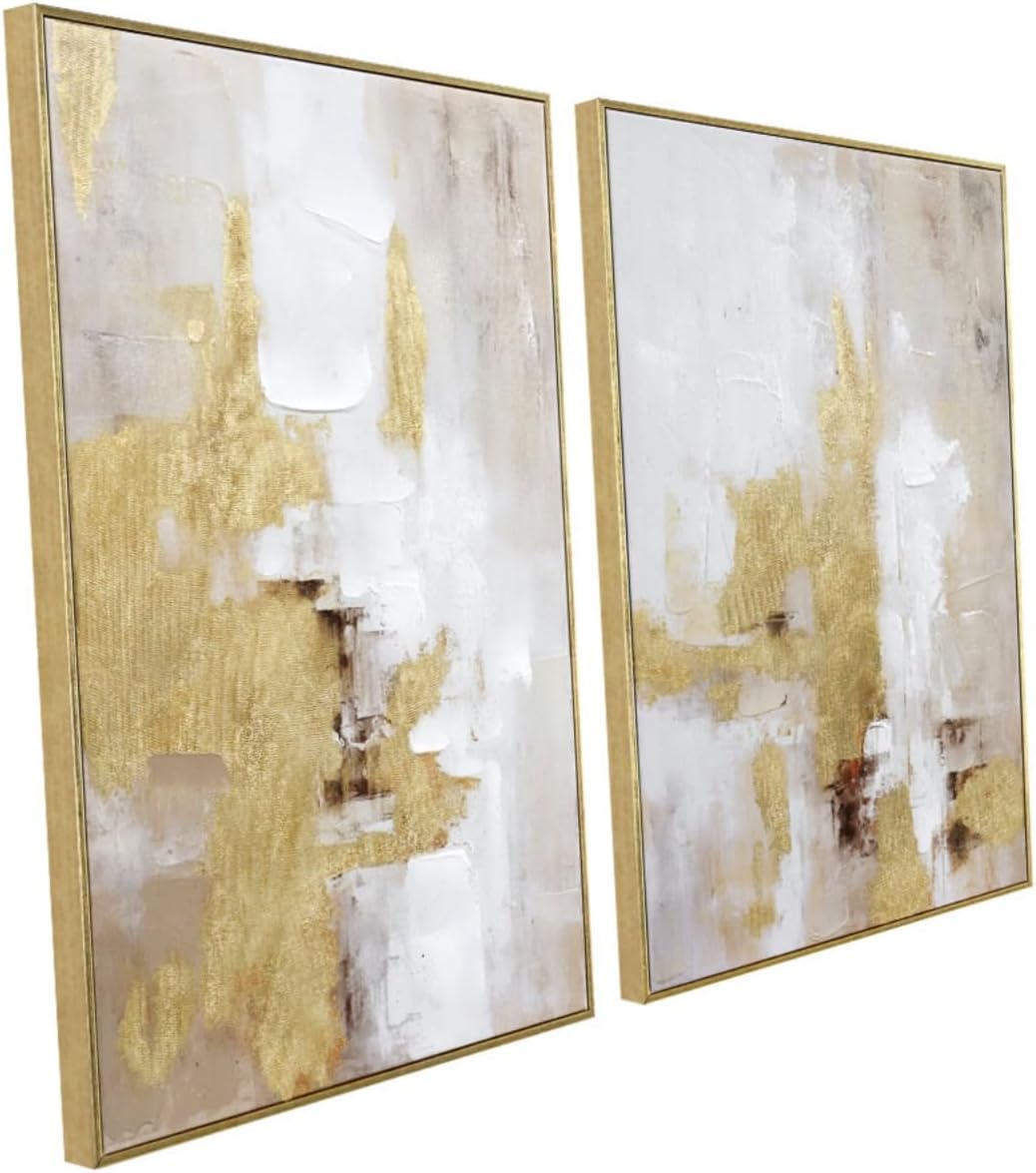 Framed Luxe Gold Wall Art — 32" — Gold Diptych 3