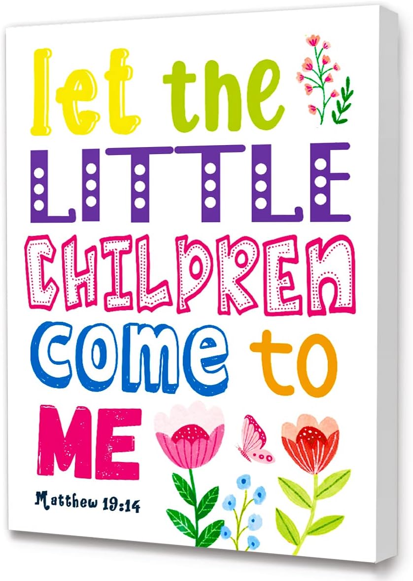 Black Canvas Wall Art — 12" — Let The Little Children