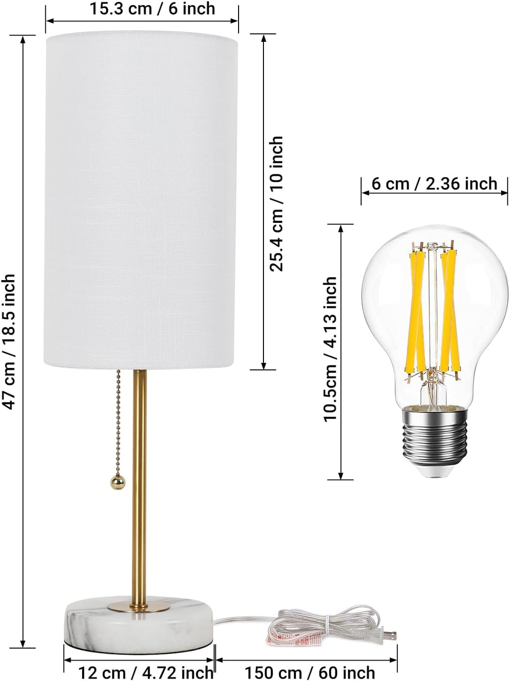 Dimmable Luxe Beige Bedside Lamp — 5" - View 5
