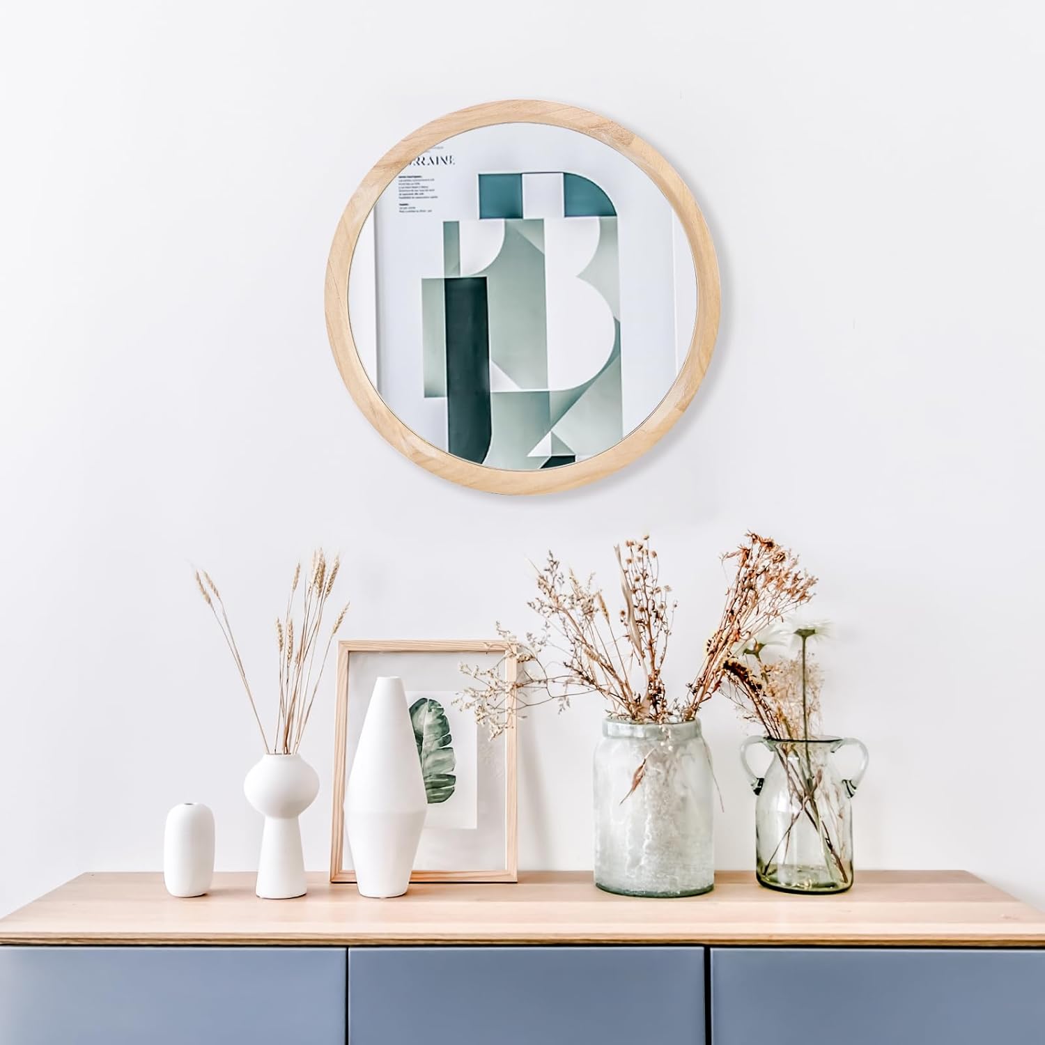 Round Brown Wall Mirror — 17" - View 5