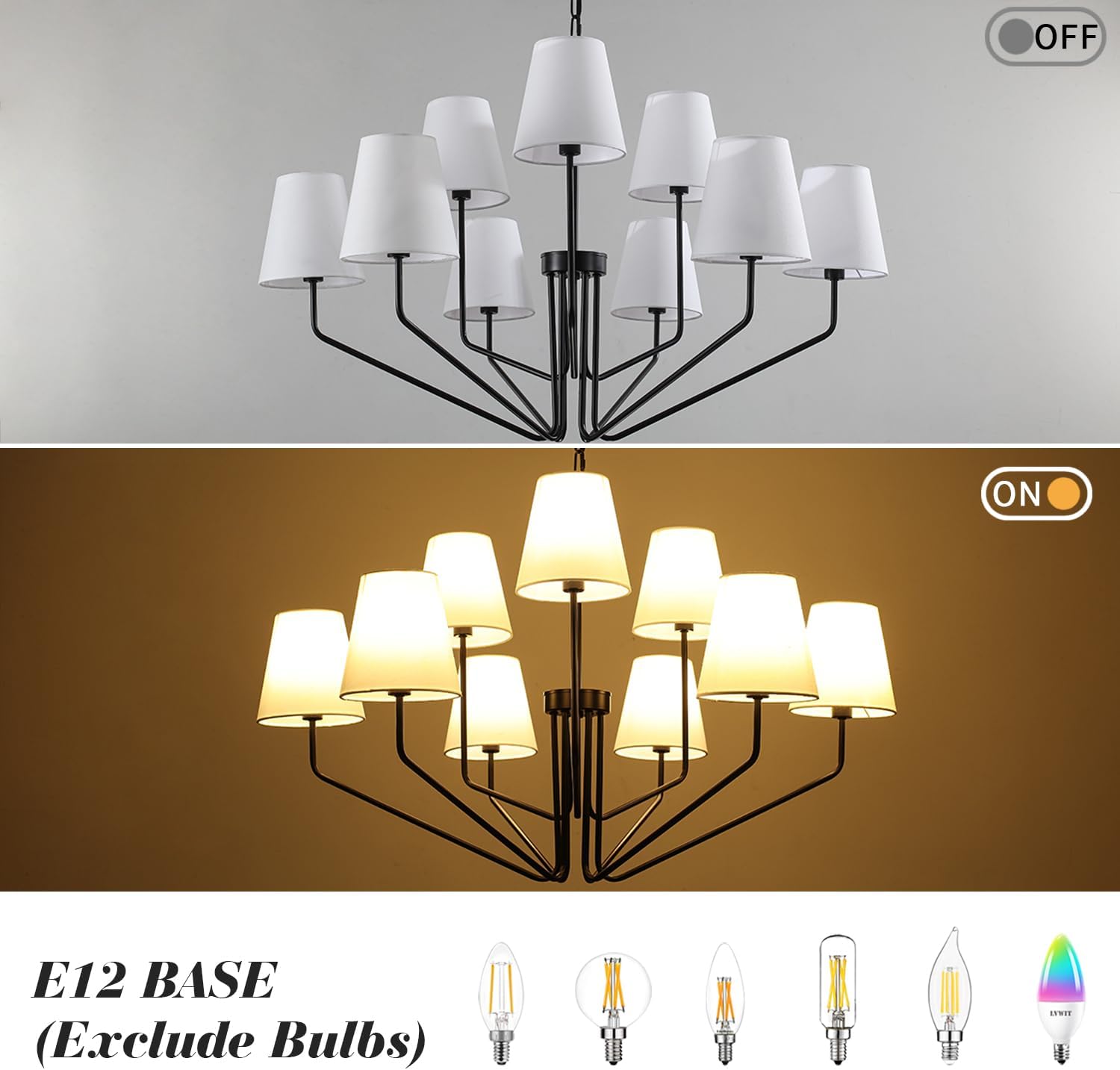 Farmhouse Black Chandelier - View 7