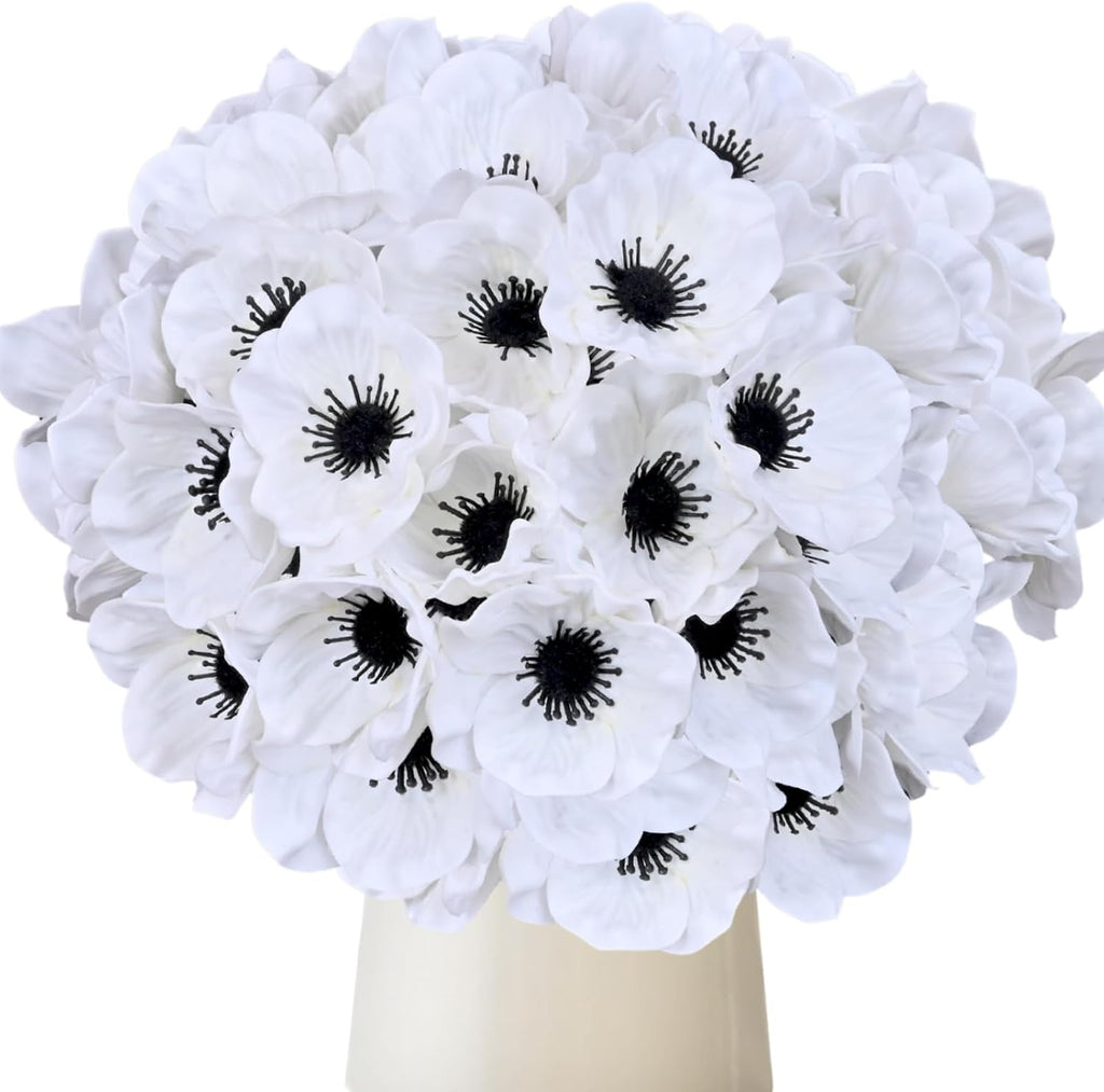 Red Artificial Flowers — 11" — White