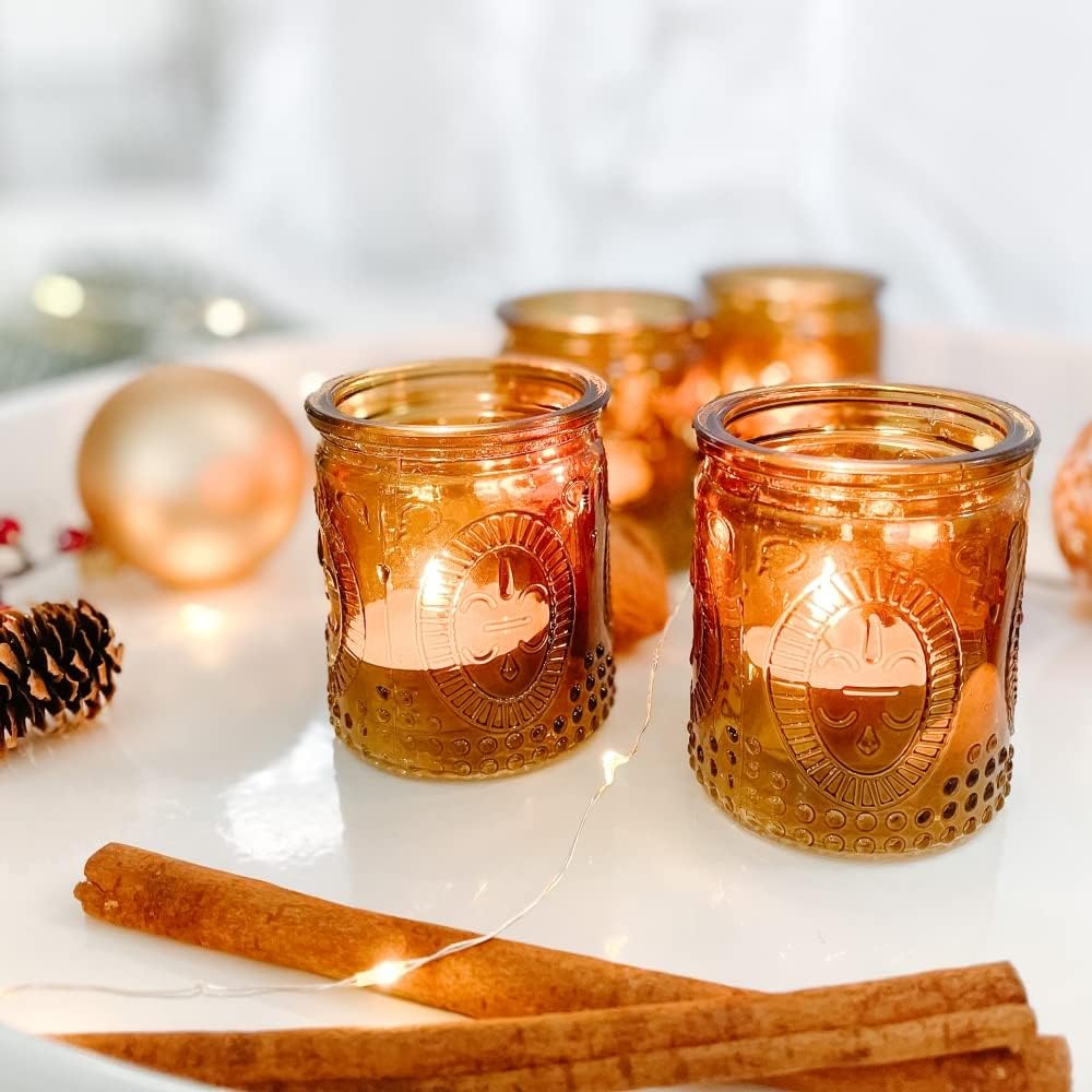 Vintage Blue Candle — Set of 4 — Amber