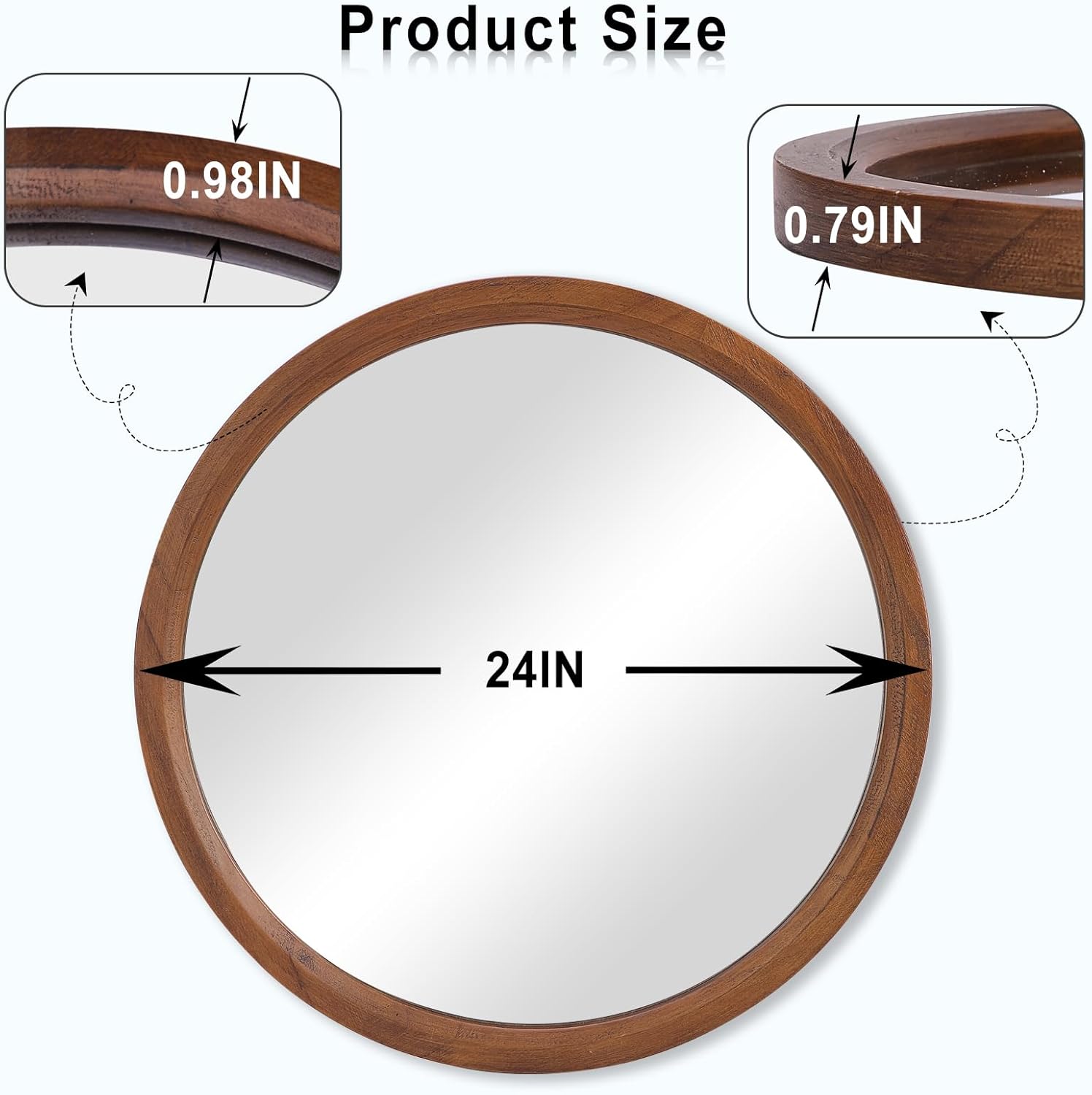 Round Boho Brown Mirror — 24" - View 2