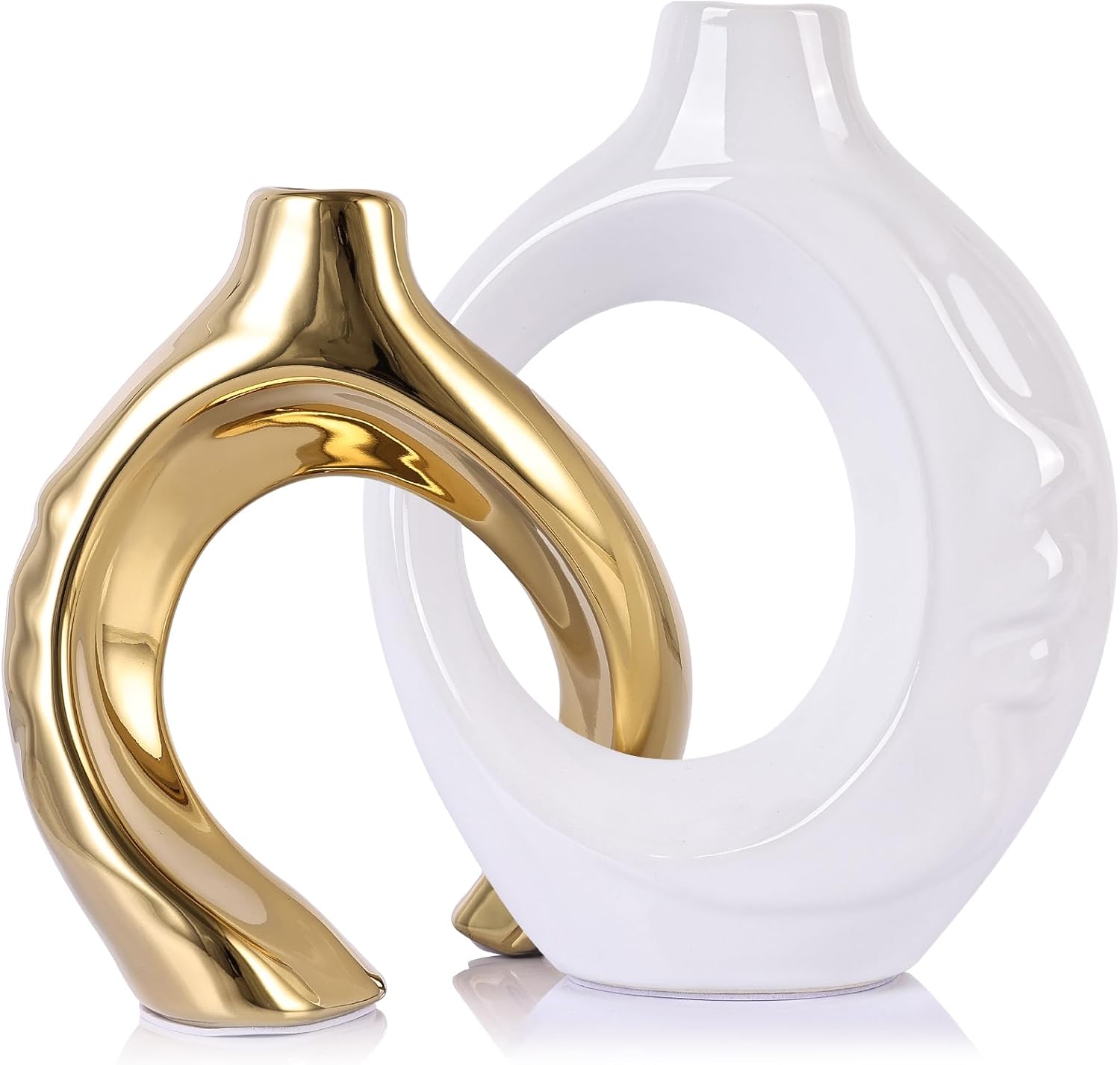 Boho Black Vase — White and Gold