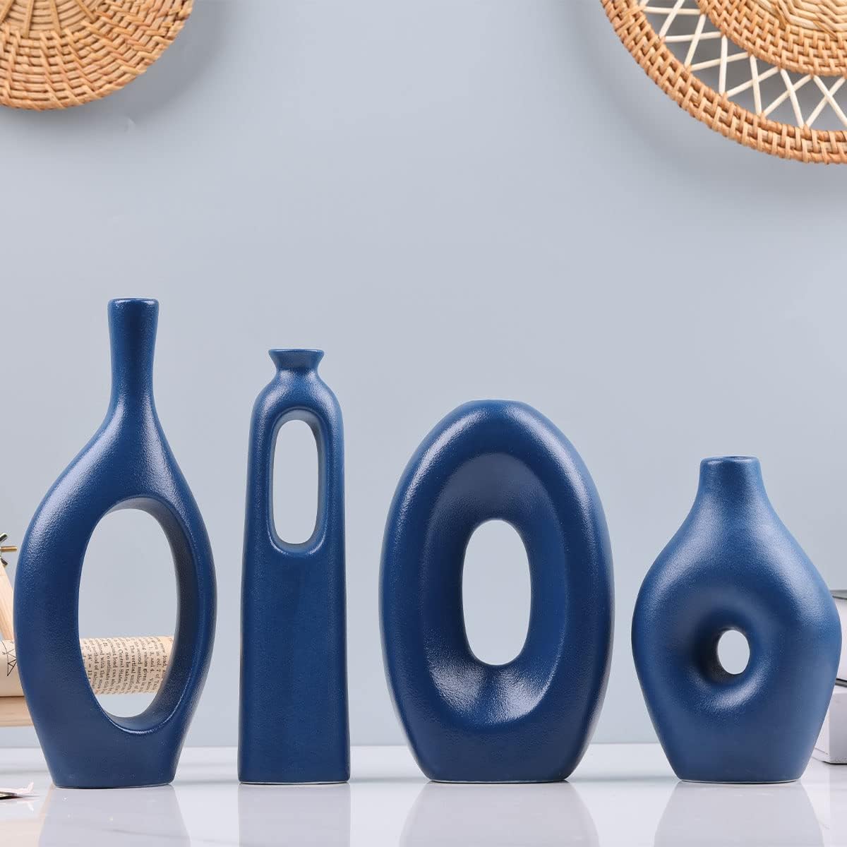Round Boho Black Vase Set — Set of 4 - View 4