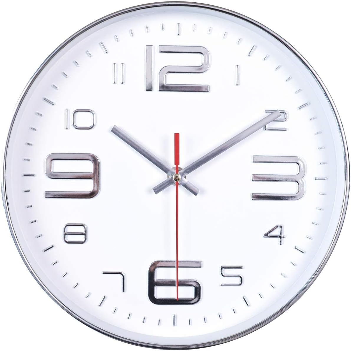 Modern Black Wall Clock — 12" — 10''silver