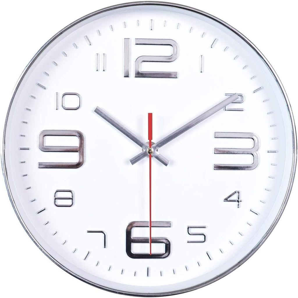 Modern Black Wall Clock — 12" — 10''silver