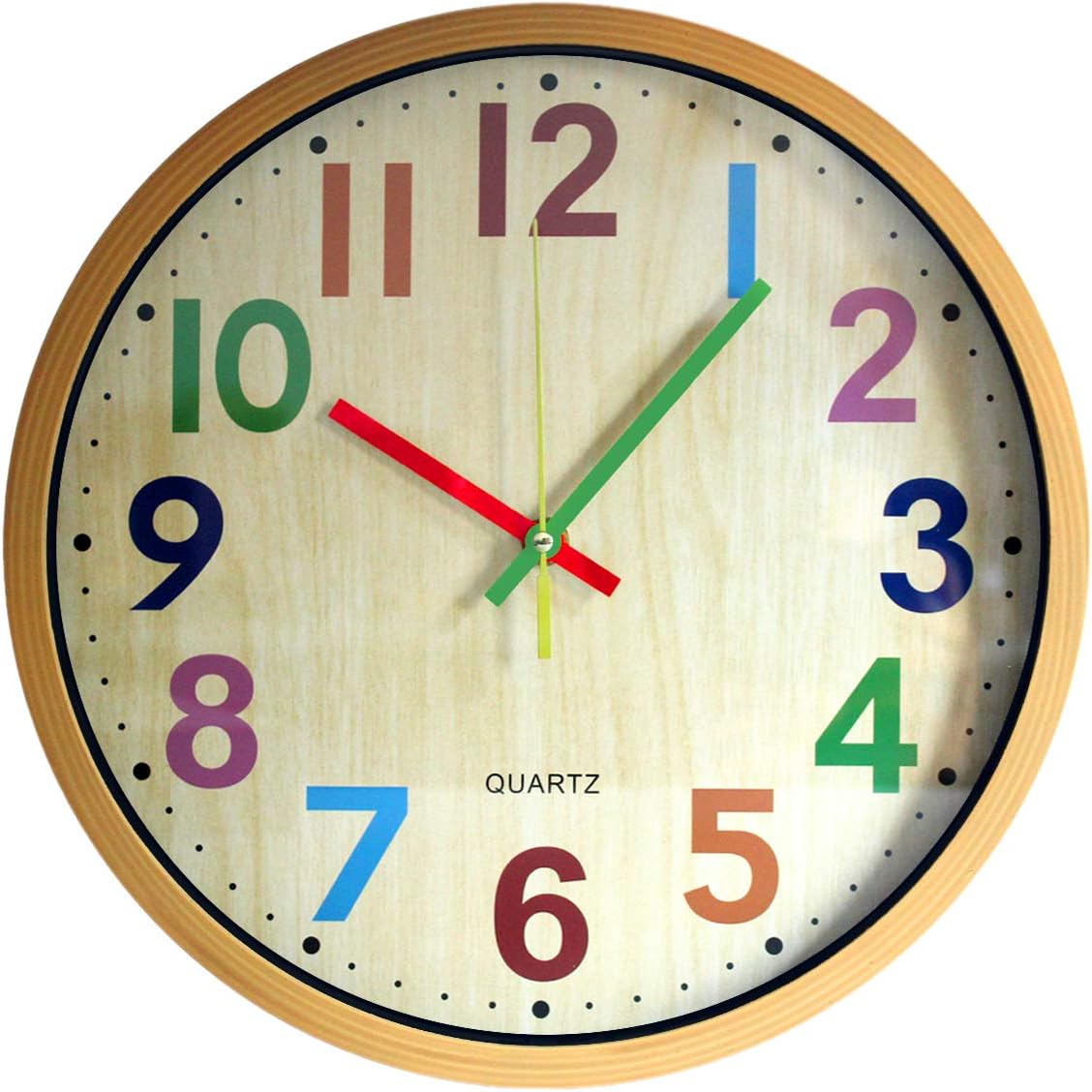 Battery Operated Black Wall Clock — 12" — Yellow