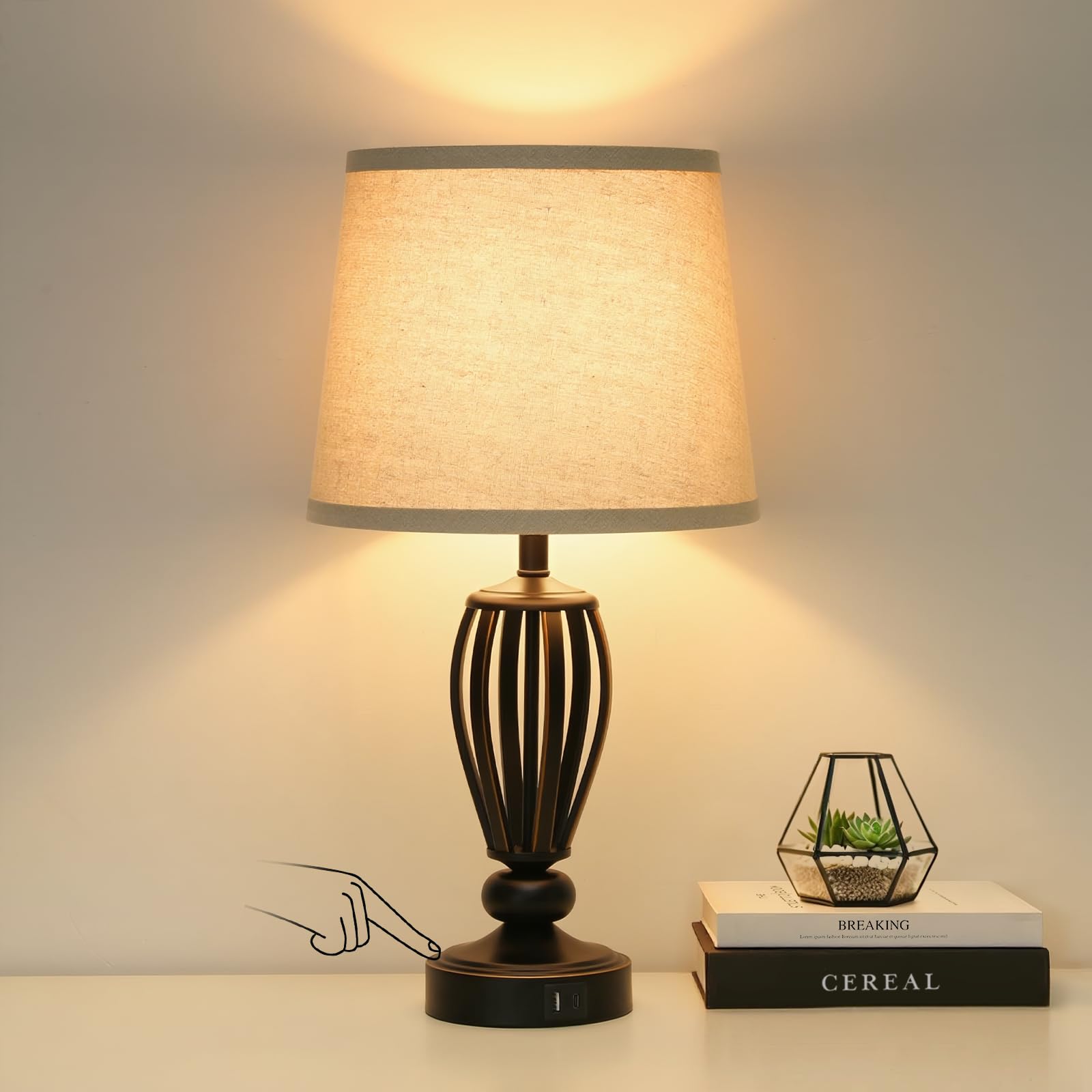 Dimmable Farmhouse Metal Bedside Lamp