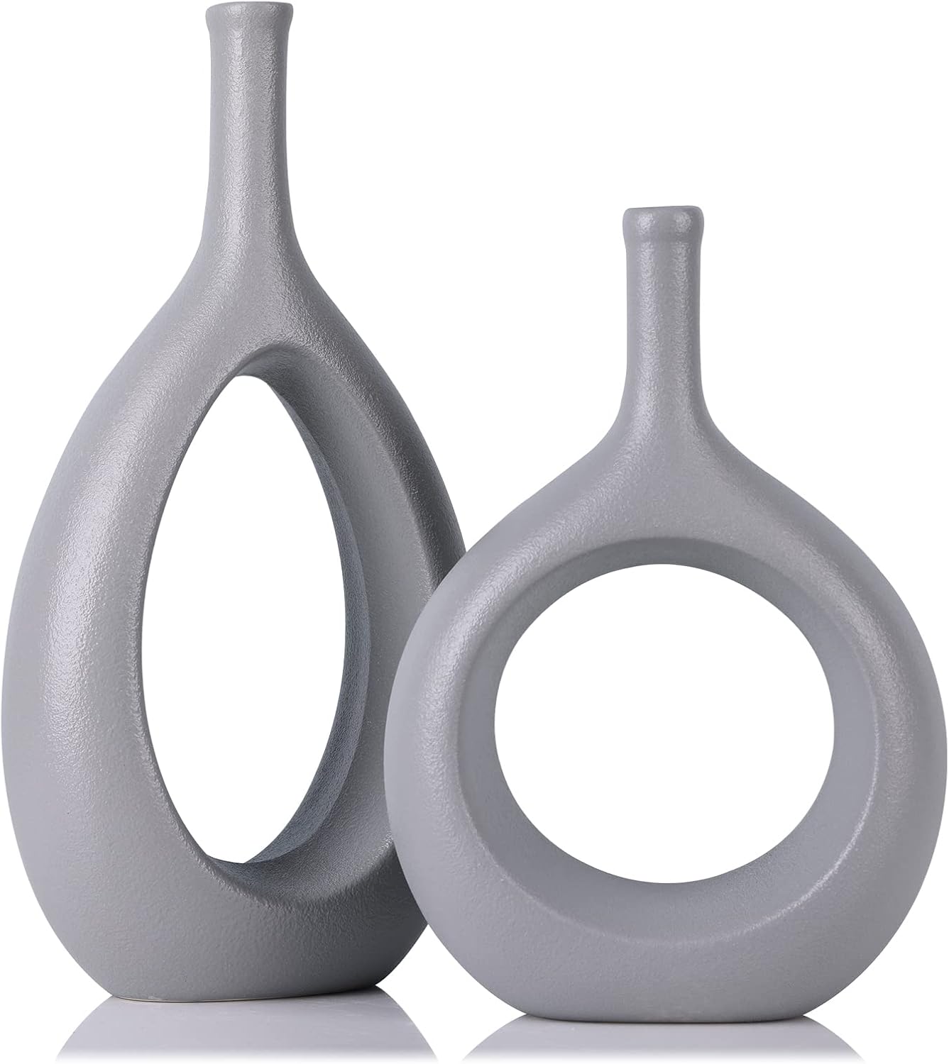 Boho Black Decorative Vase — Set of 2 — Gray