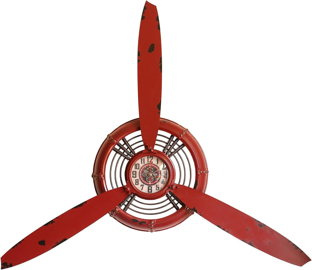 Antique Farmhouse Brown Wall Clock — 4" — Red
