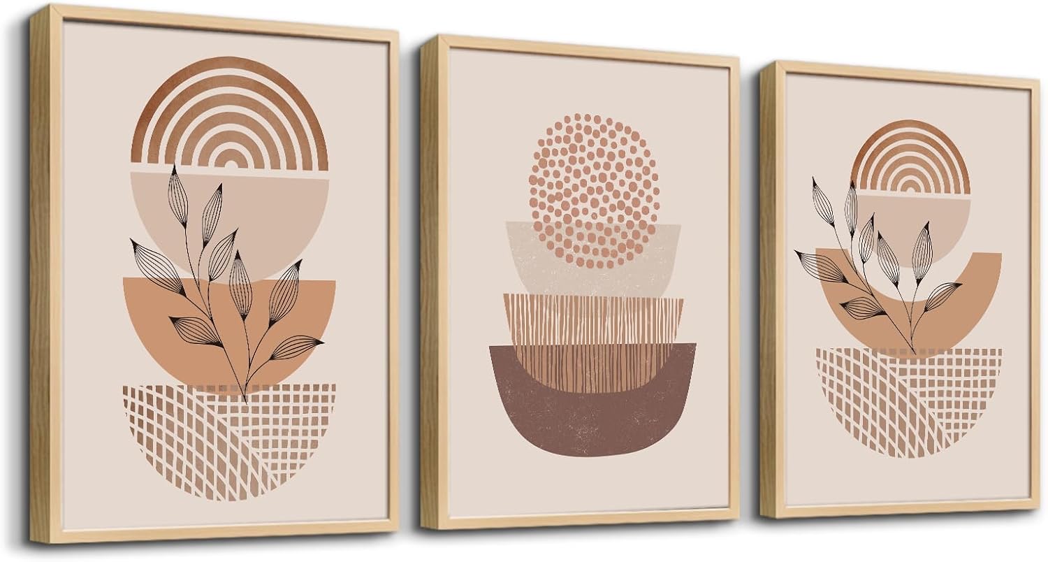 Beige Canvas Wall Art — 16L" x 12W" (3 Piece)