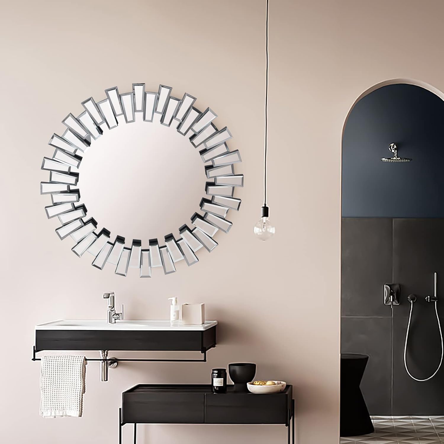 Framed Brown Wall Mirror — 32" — 3d Mirror 24x24"