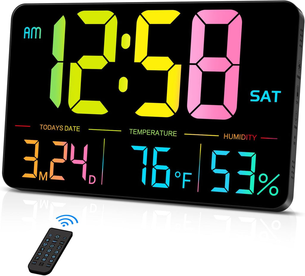 Adjustable Black Wall Clock — 13" — Black Case Color Light