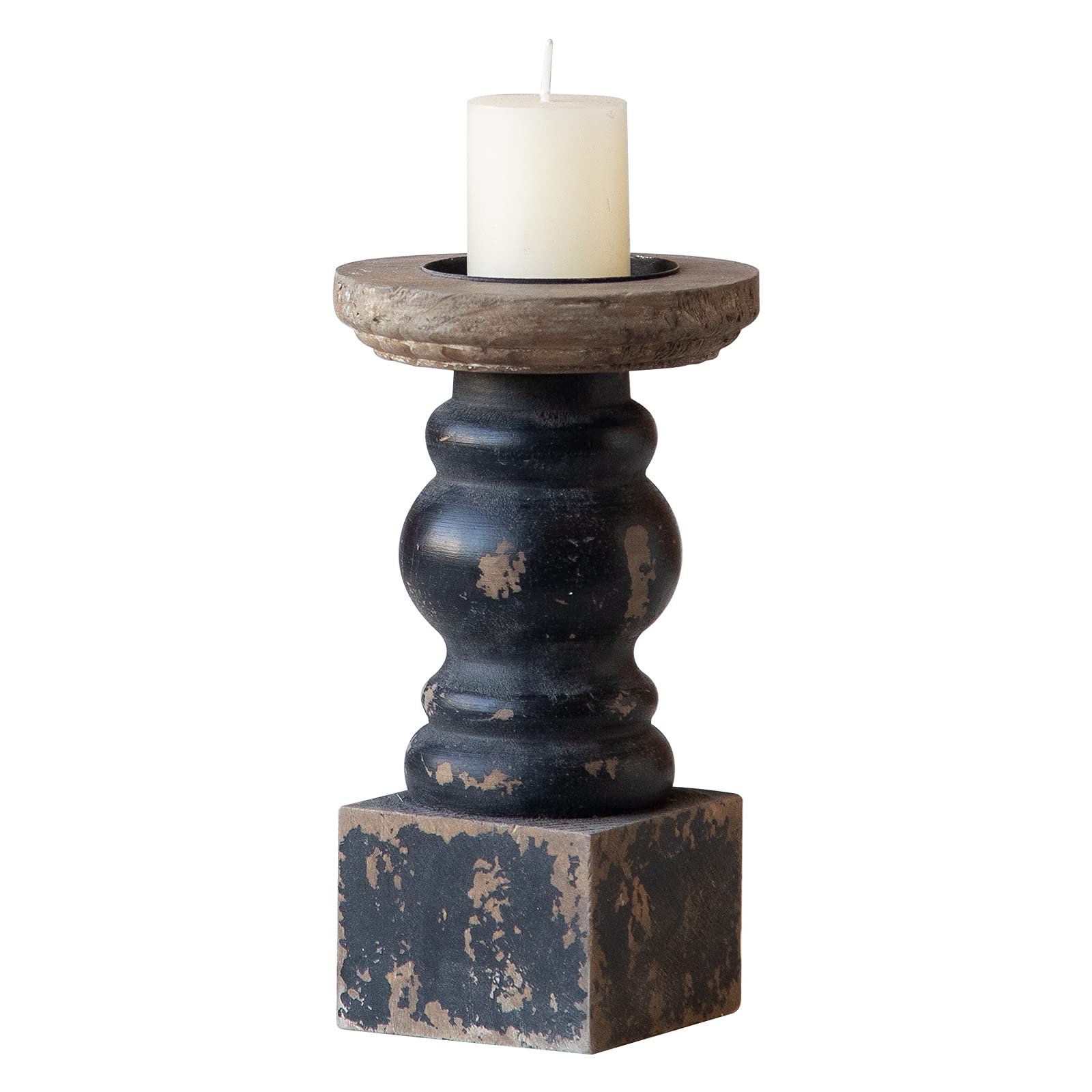Farmhouse Wood Pillar Candle — 3.9"