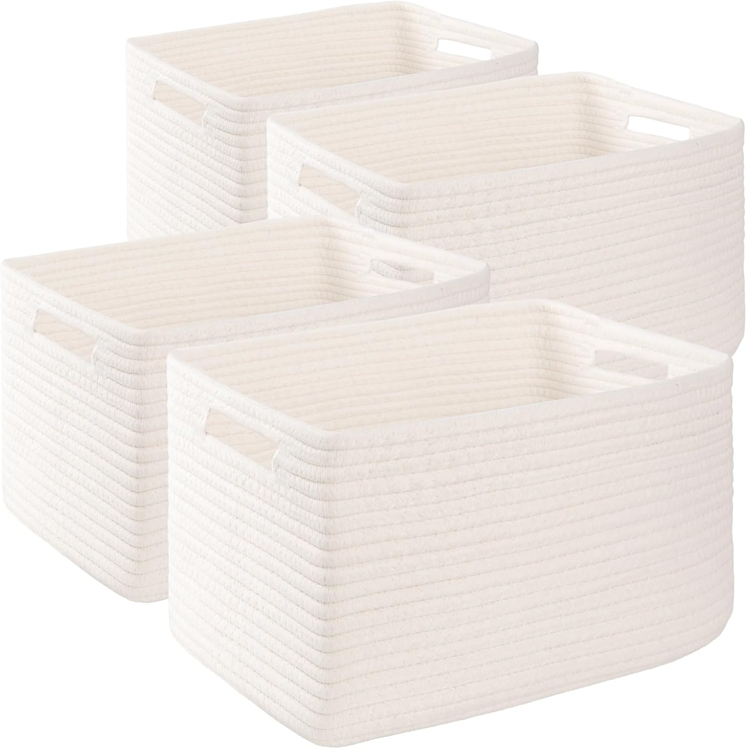 Boho Black Woven Basket — 12.7" — White
