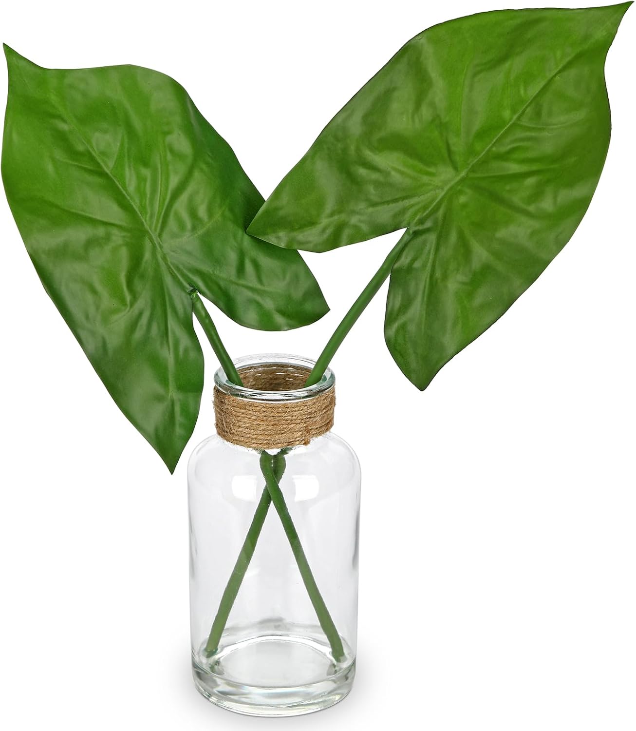 Farmhouse Glass Artificial Plant — 14.2" — Elephant Ears