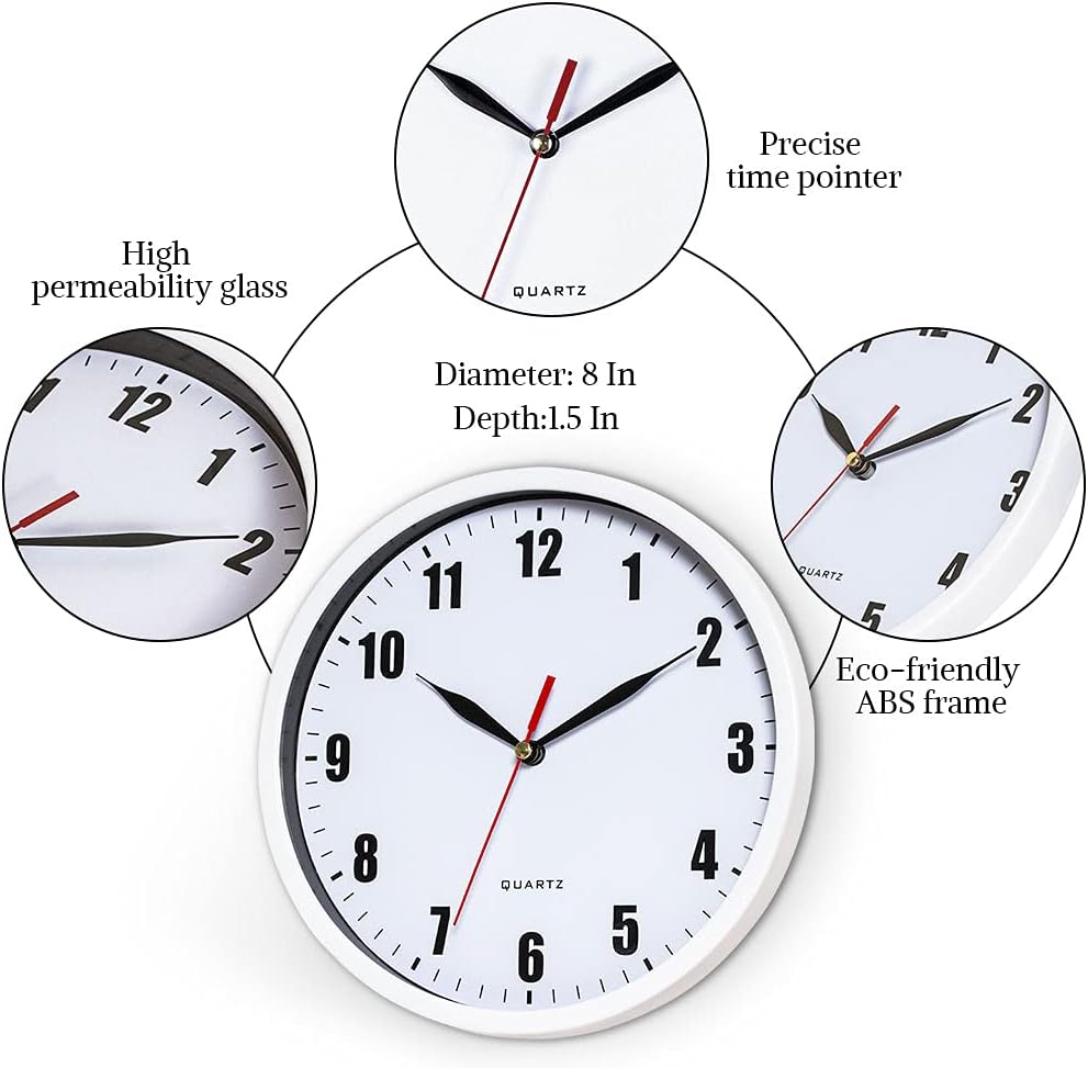 Black Wall Clock — 8" - View 3
