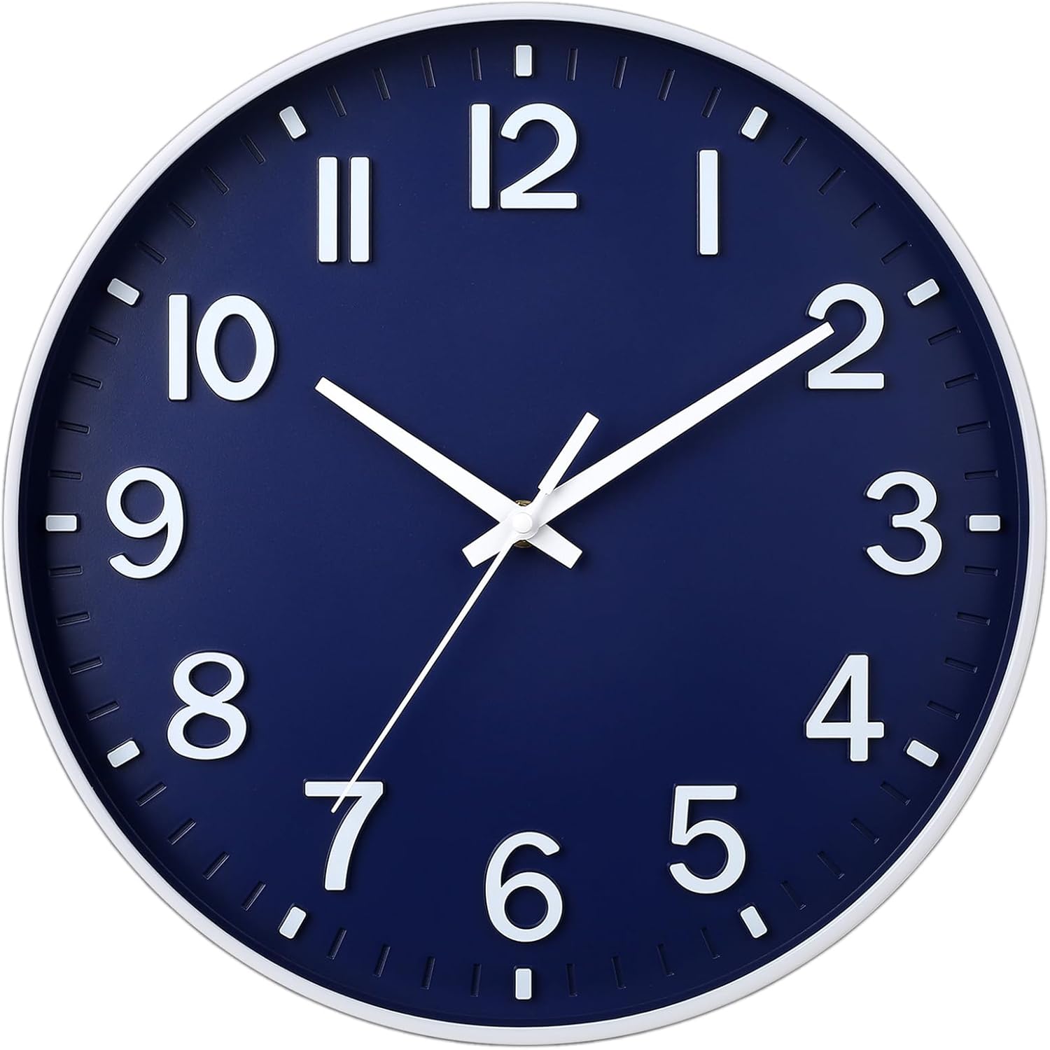Battery Operated Luxe Black Wall Clock — 8" — Navy Blue