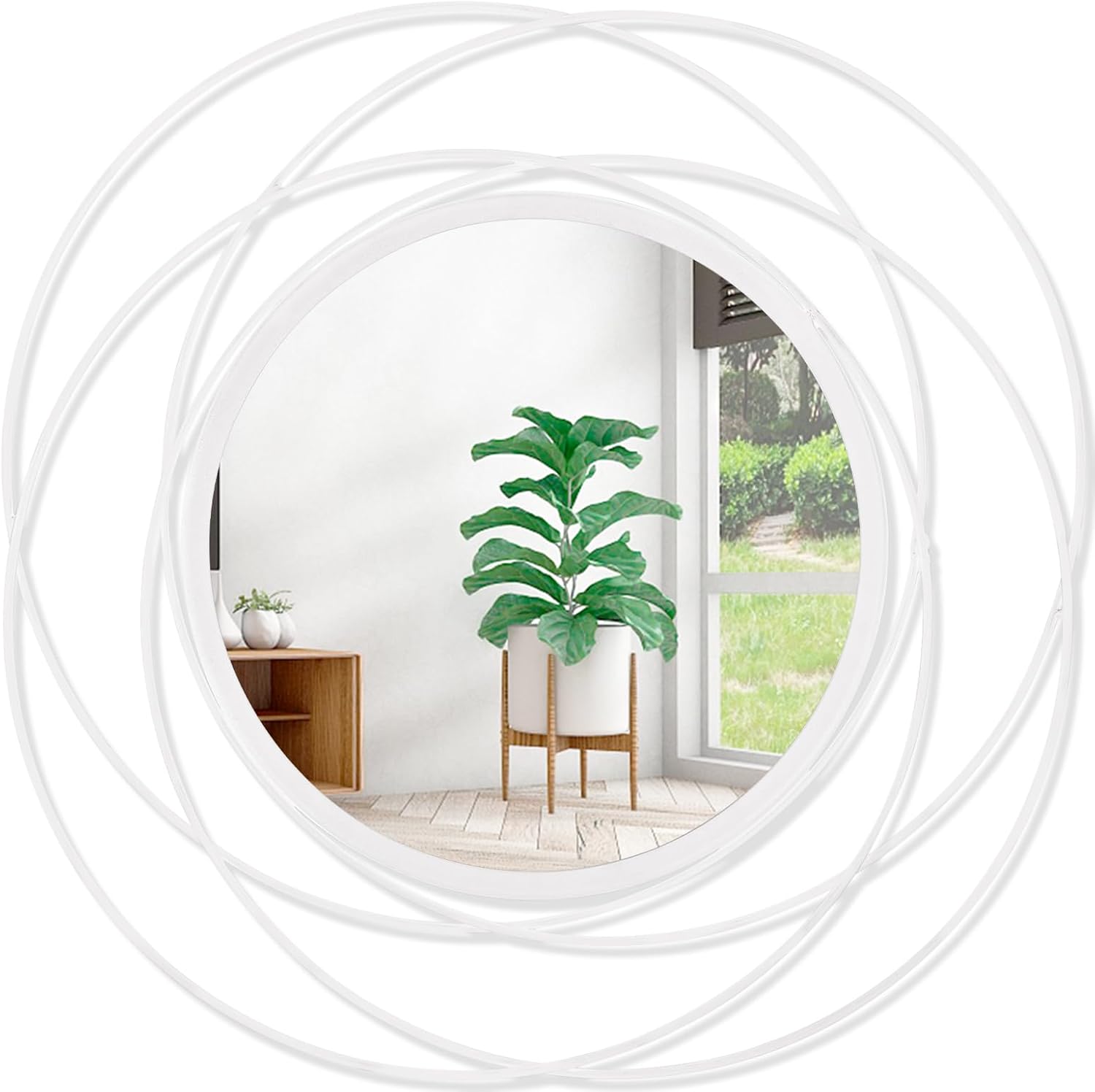 Round Black Wall Mirror — 12" — 20"L x 20"W