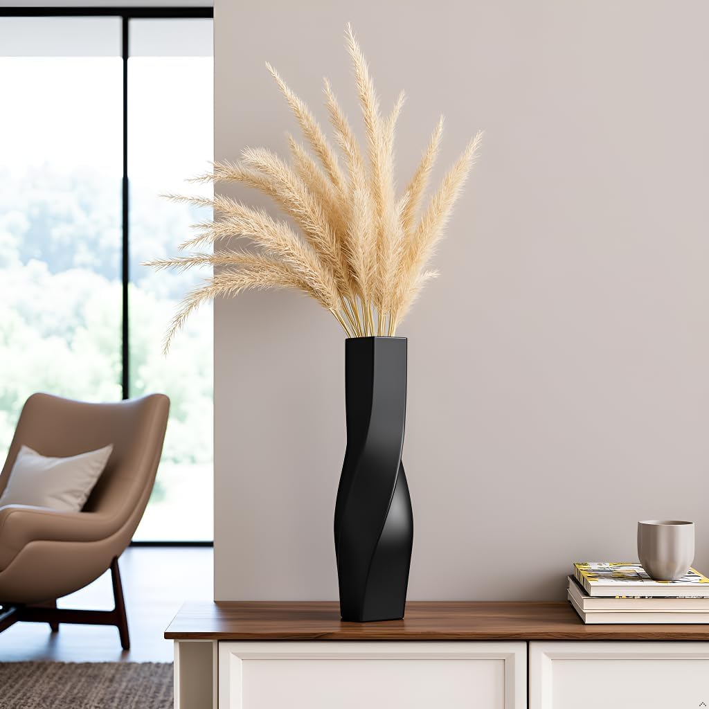 Modern Black Flower Vase — 16.34" - View 6