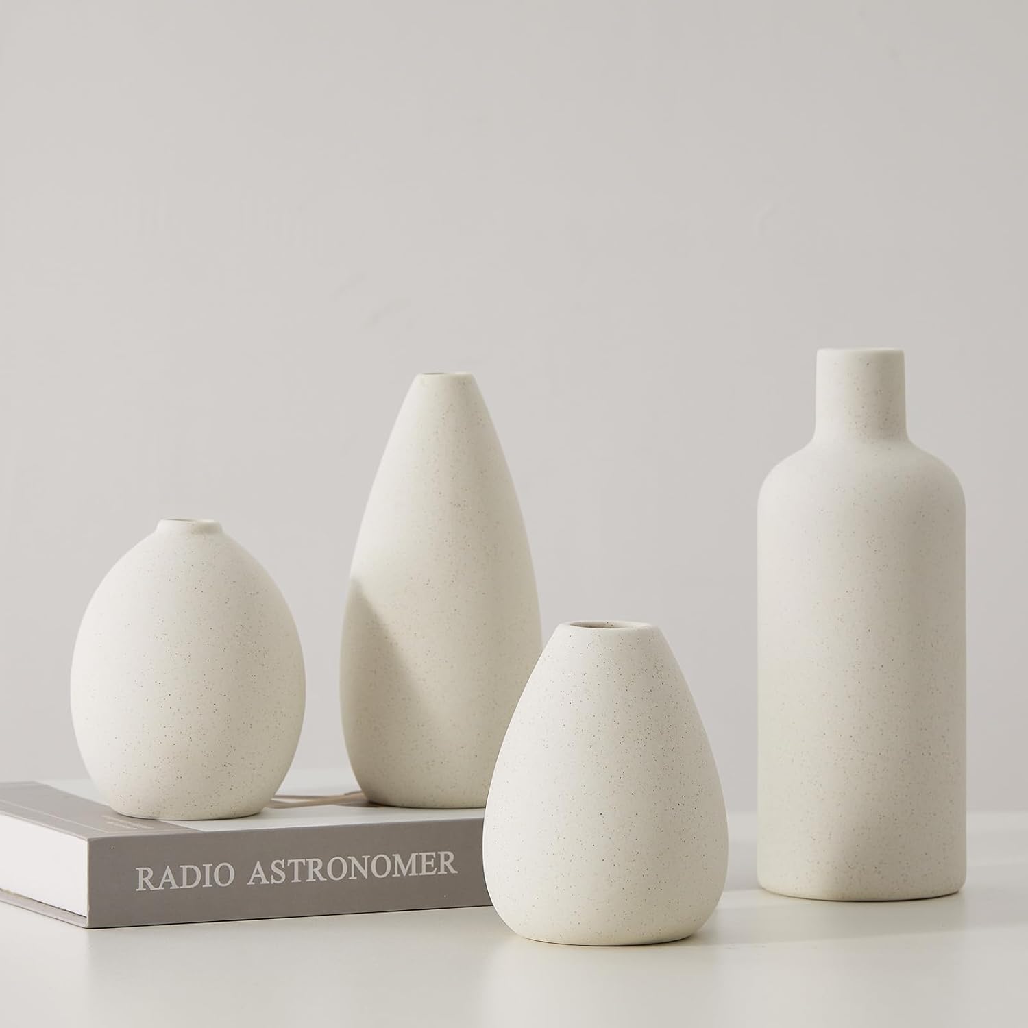 Farmhouse Beige Flower Vase — Set of 3 — 4set-white