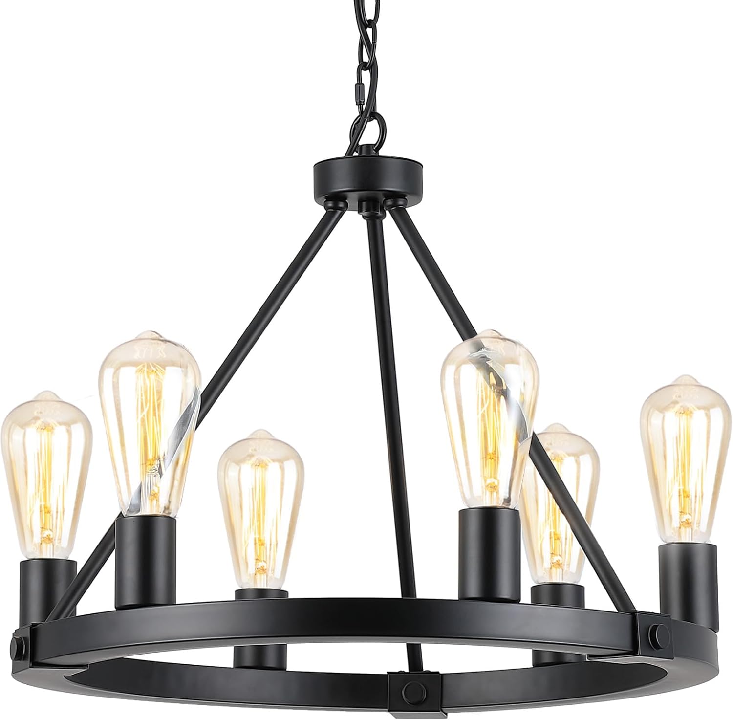 Farmhouse Black Chandelier — 6-Light — Matte Black