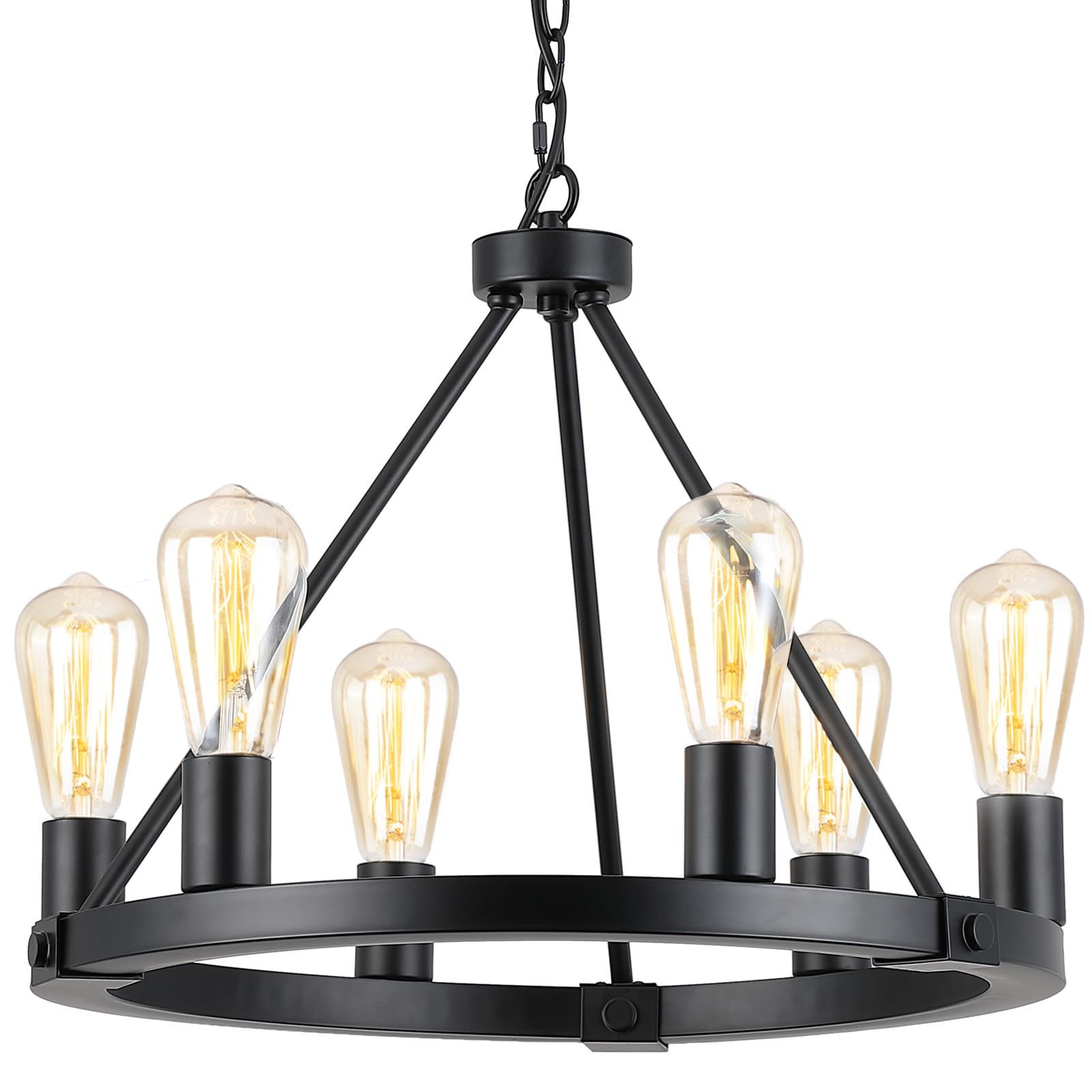 Farmhouse Black Chandelier — 6-Light