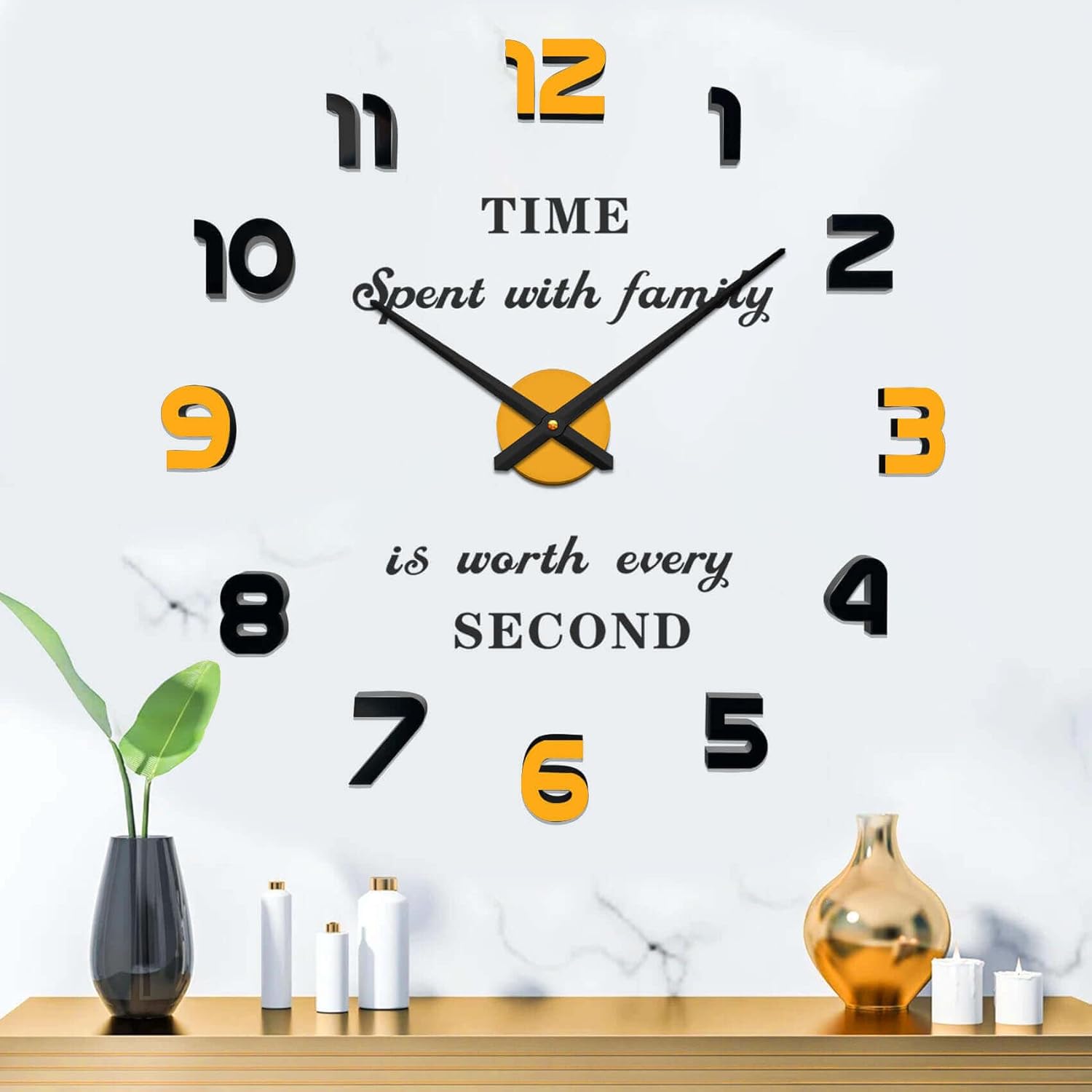Battery Operated Luxe Black Wall Decor — Gold Black