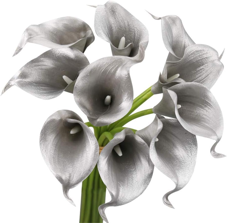 Beige Artificial Flowers — Metallic Silver