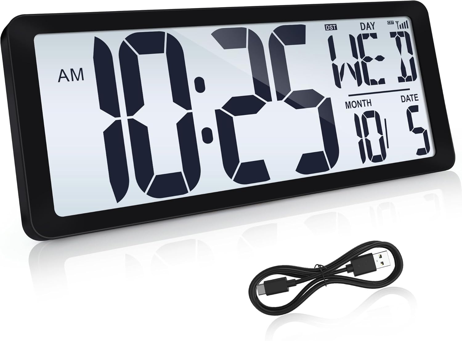 Rechargeable Mid-Century Black Wall Clock — 4.6" — 15''（rechargeable/Atomic/Backlight）-1