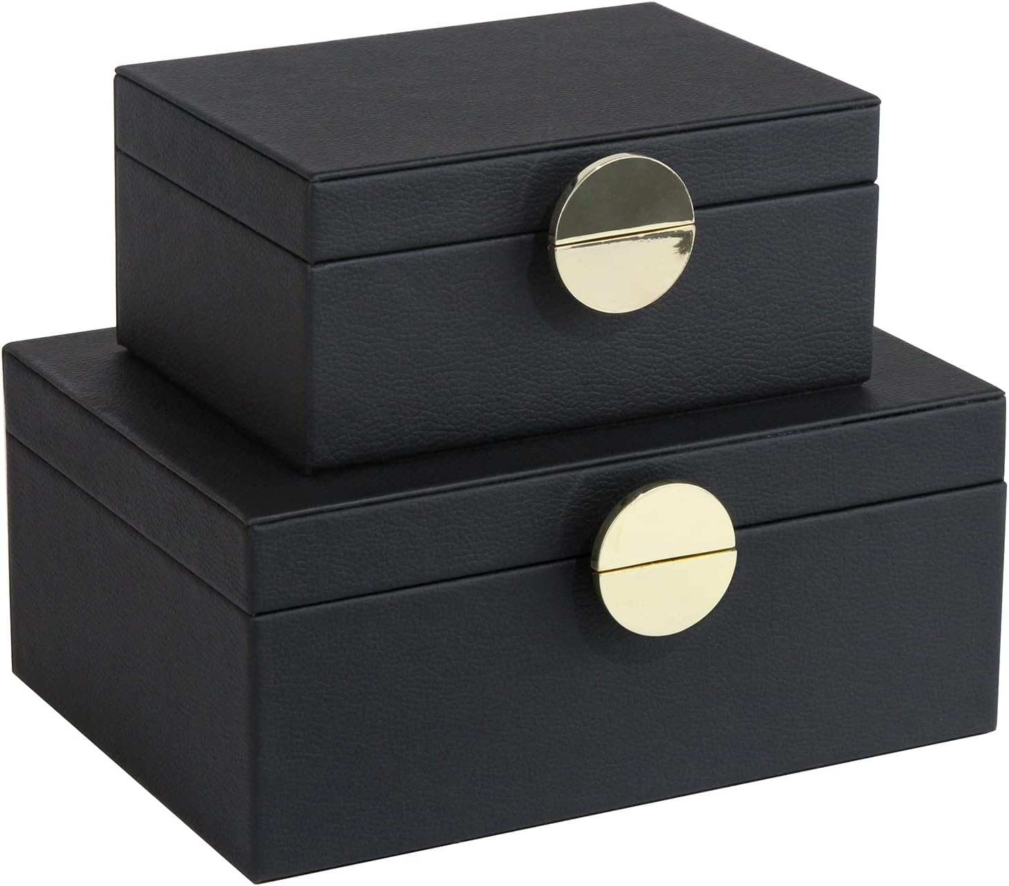 Luxe Beige Storage Basket — Set of 2 — Black